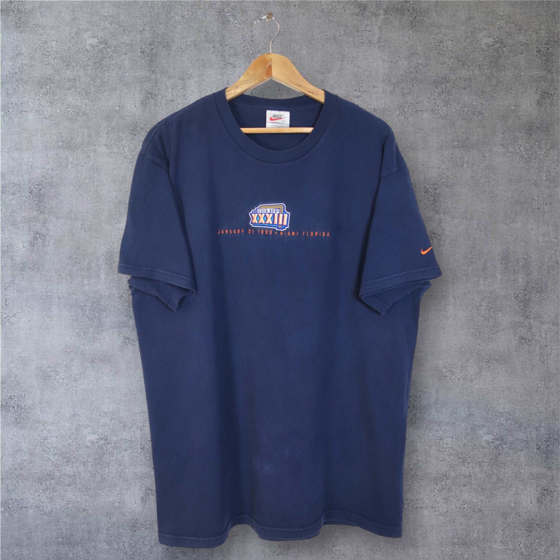 VINTAGE 1999 MIAMI FLORIDA SUPERBOWL XXXIII NIKE T-SHIRT - L