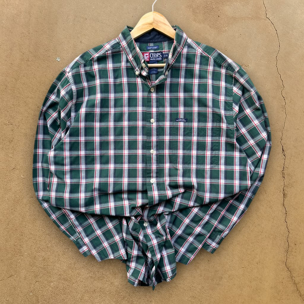 VINTAGE LONG-SLEEVE CHAPS RALPH LAUREN BUTTON-UP SHIRT - L