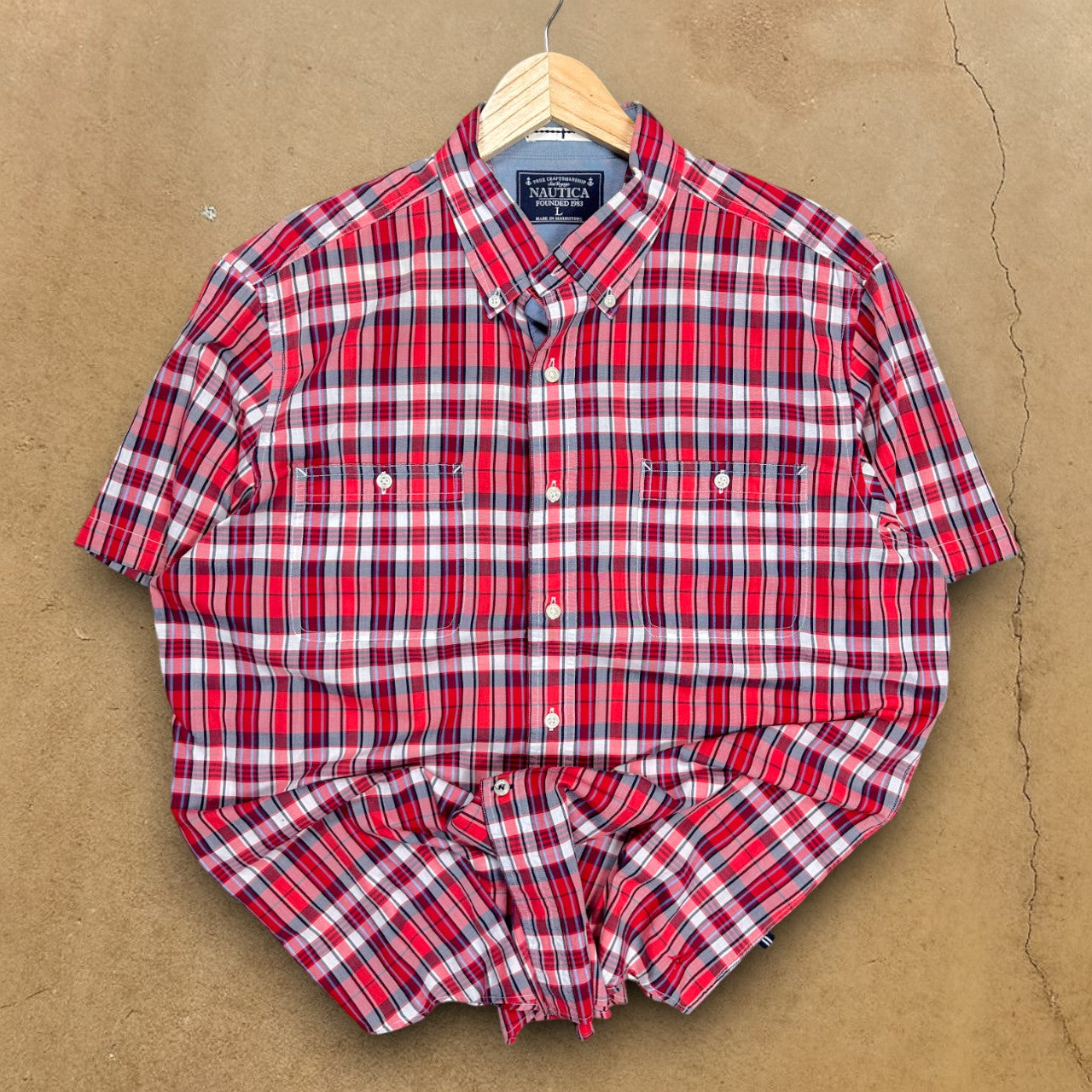 VINTAGE NAUTICA BUTTON-UP SHIRT - L