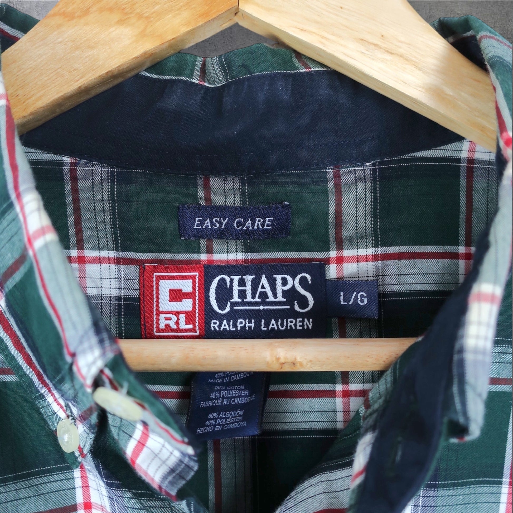 VINTAGE LONG-SLEEVE CHAPS RALPH LAUREN BUTTON-UP SHIRT - L