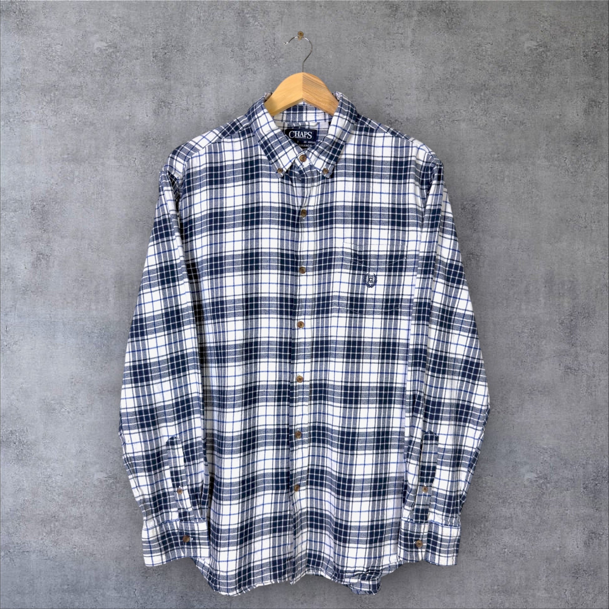 VINTAGE LONG-SLEEVE CHAPS BUTTON-UP SHIRT - L