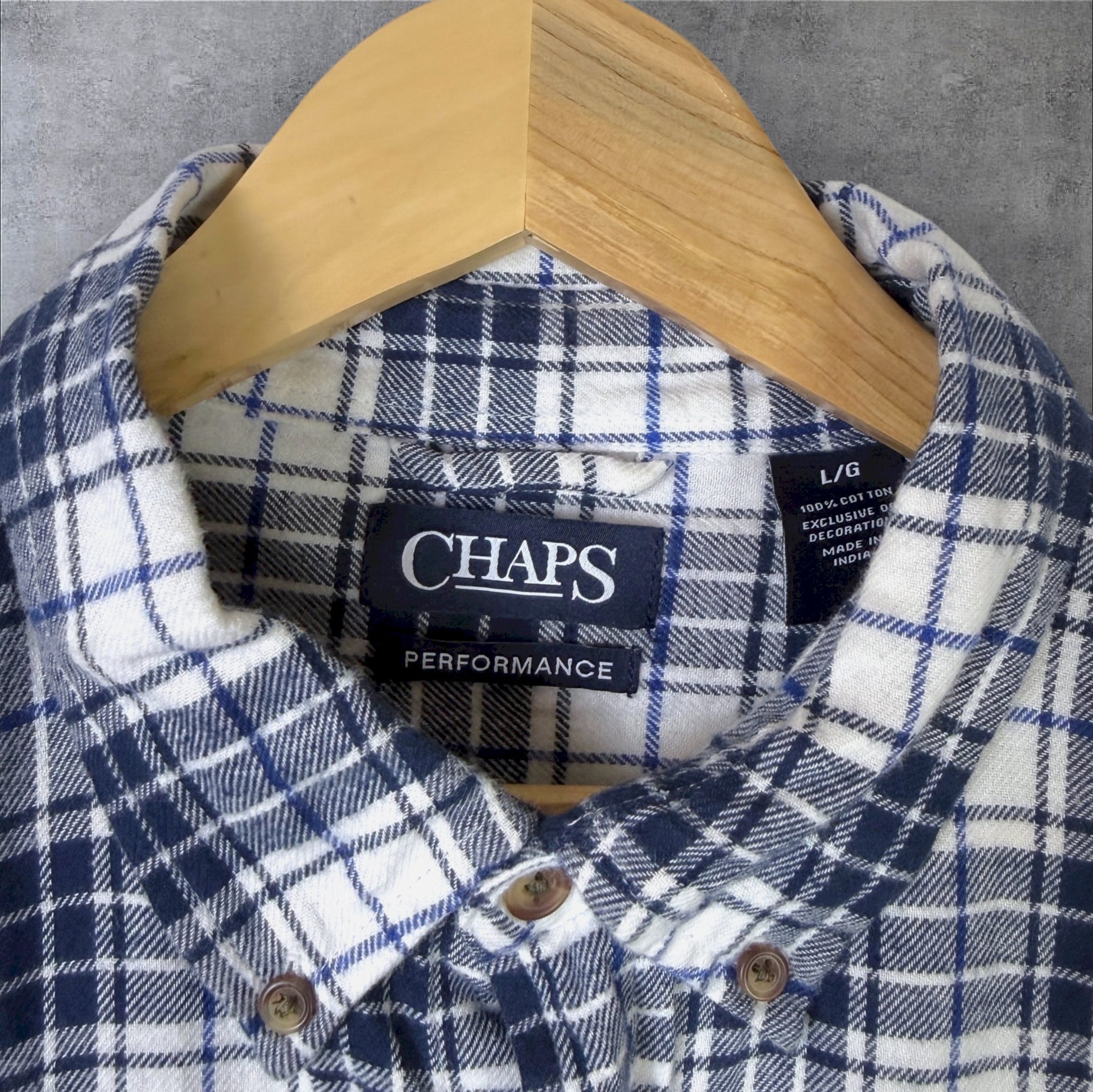 VINTAGE LONG-SLEEVE CHAPS BUTTON-UP SHIRT - L