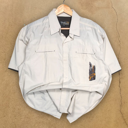 VINTAGE PIPING HOT BUTTON-UP SHIRT - L