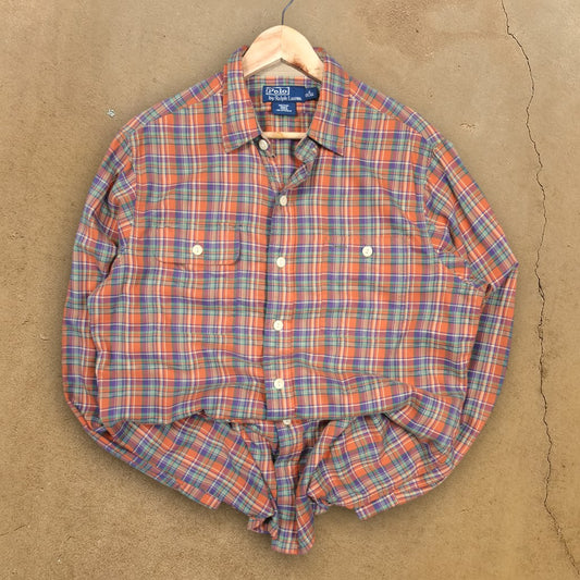 VINTAGE LONG-SLEEVE POLO RALPH LAUREN BUTTON-UP SHIRT - M/L