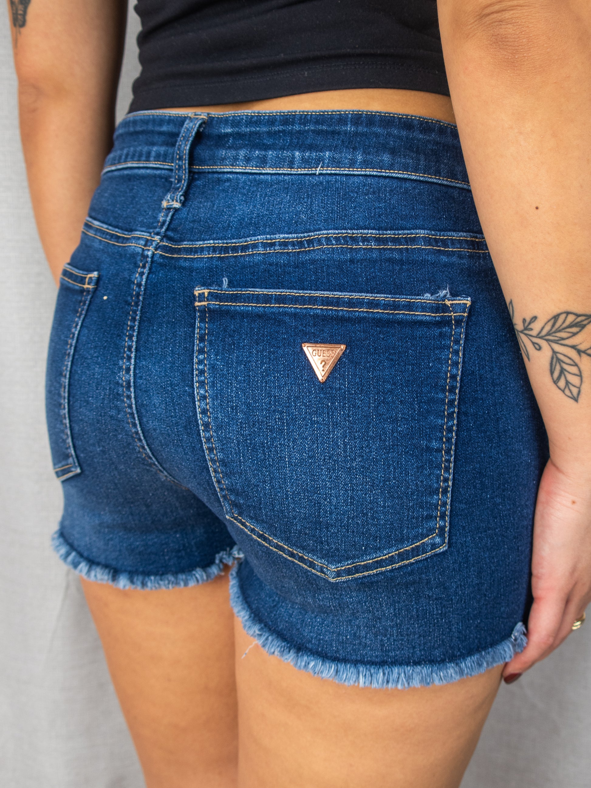 Guess Denim Mini Shorts - Dark Blue Wash - Size 10