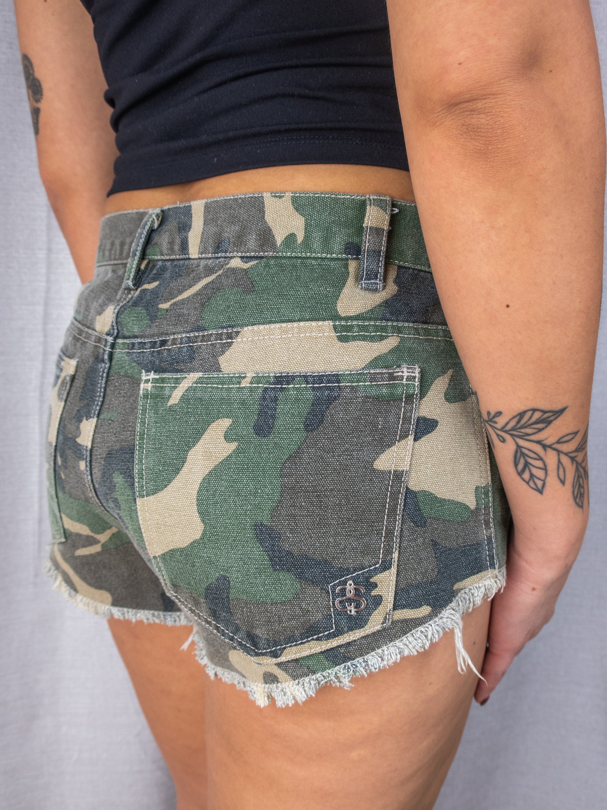 Stussy Micro Shorts - Camo Print - Size 8