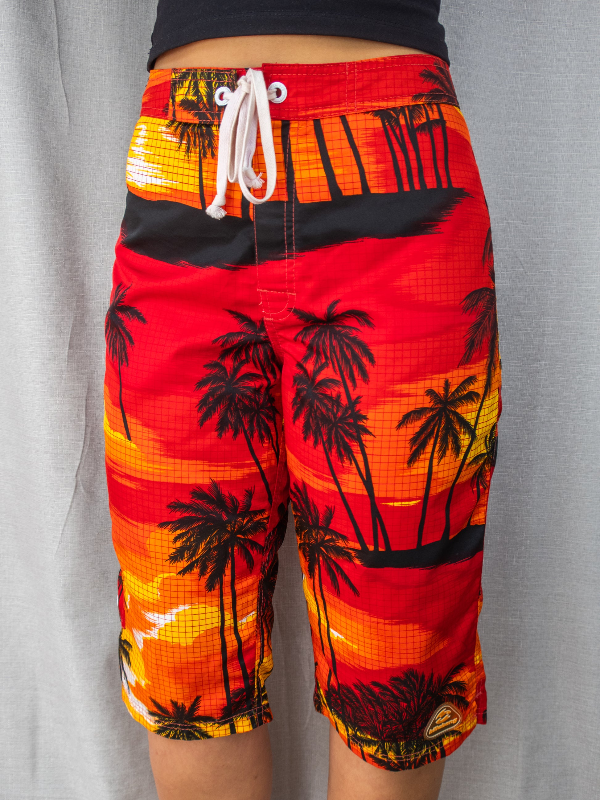 Y2K Billabong Board Shorts - Sunset Palm Print - Size 8