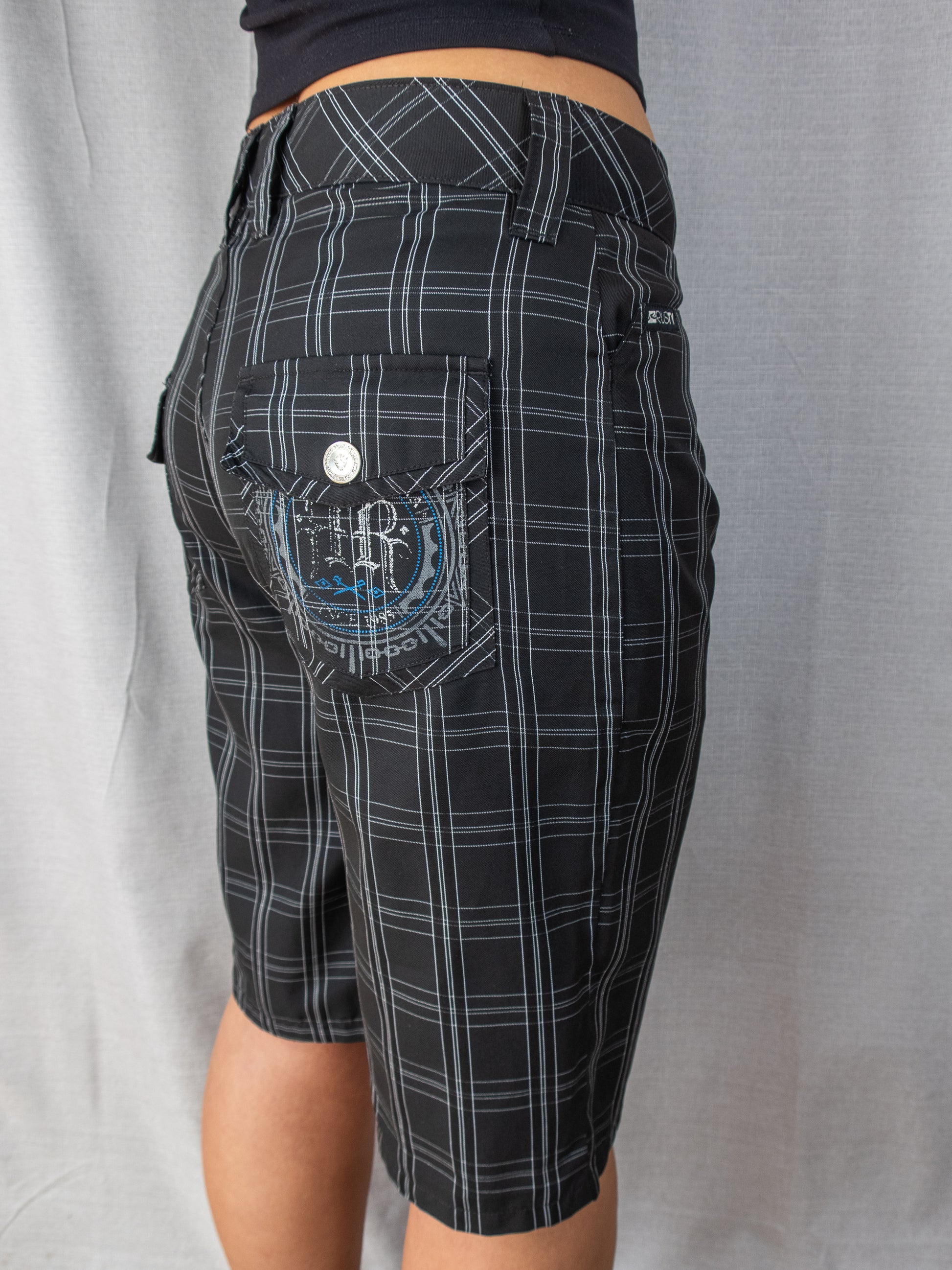 Y2K Rusty Shorts - Black Check - Size 8