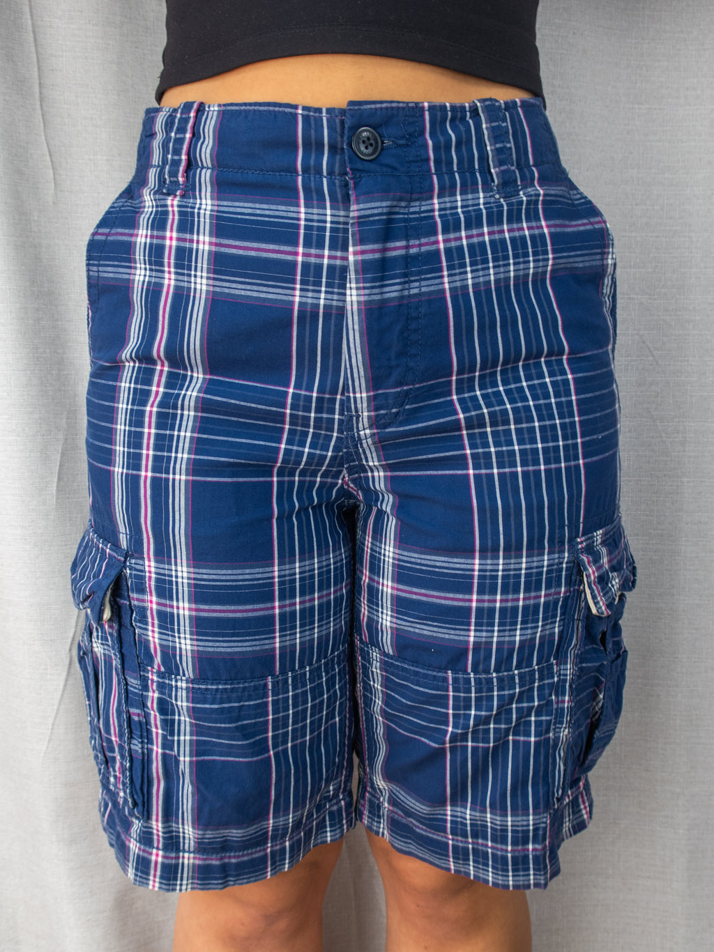 Gap Cargo Shorts - Navy Multicolour Check - Size 6