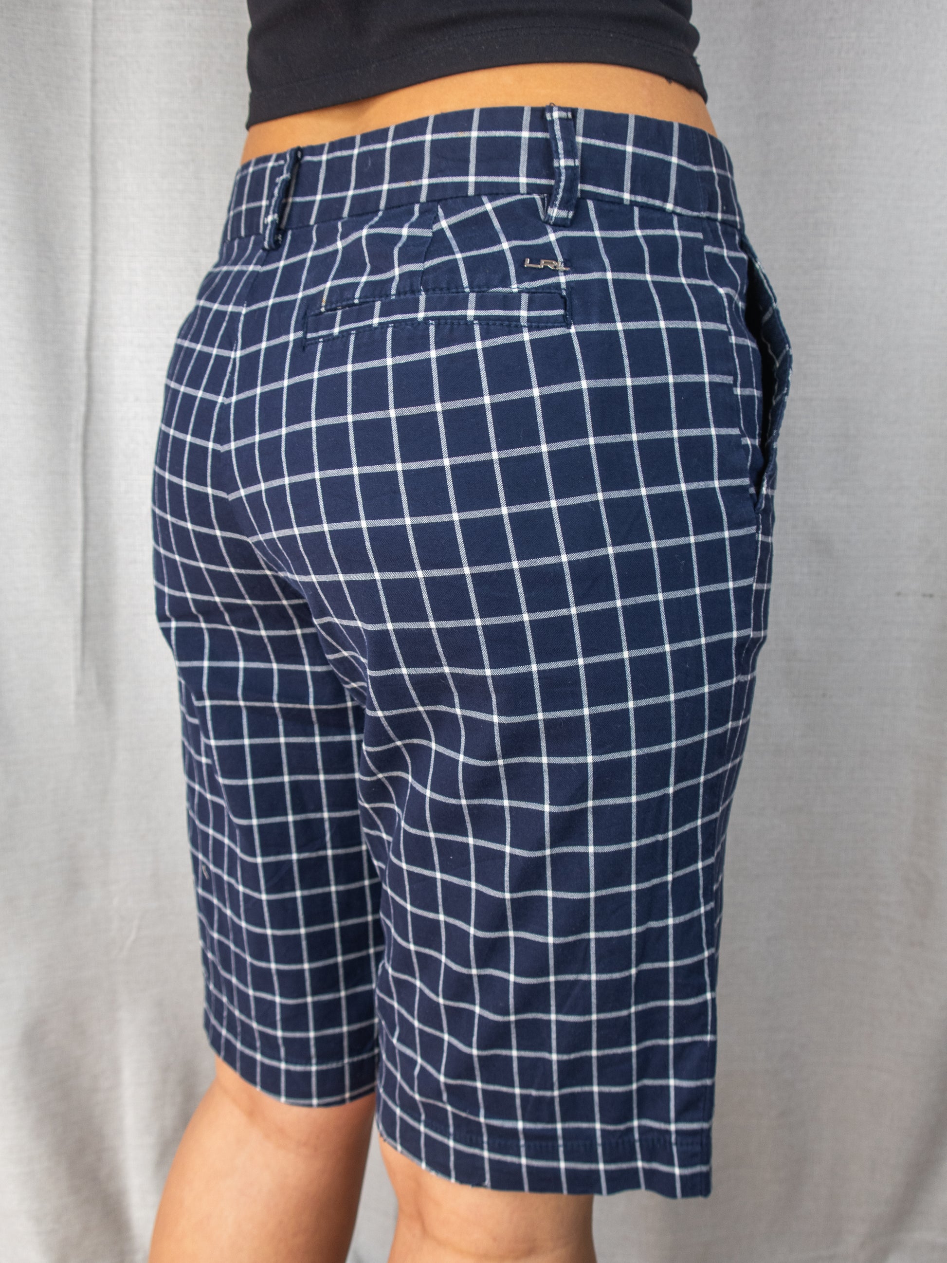Y2K Ralph Lauren Check Shorts - Navy Check - Size 6