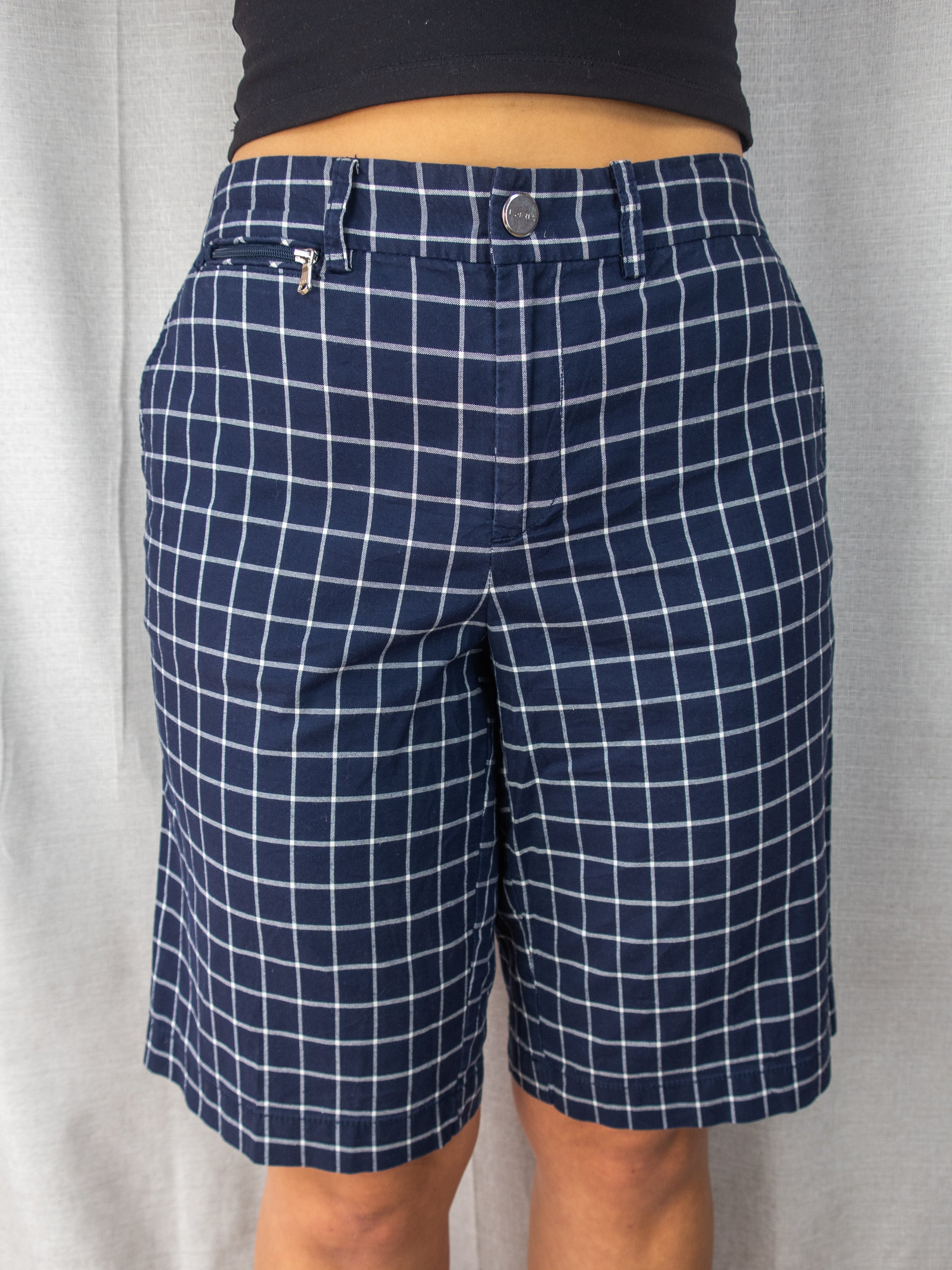 Y2K Ralph Lauren Check Shorts - Navy Check - Size 6