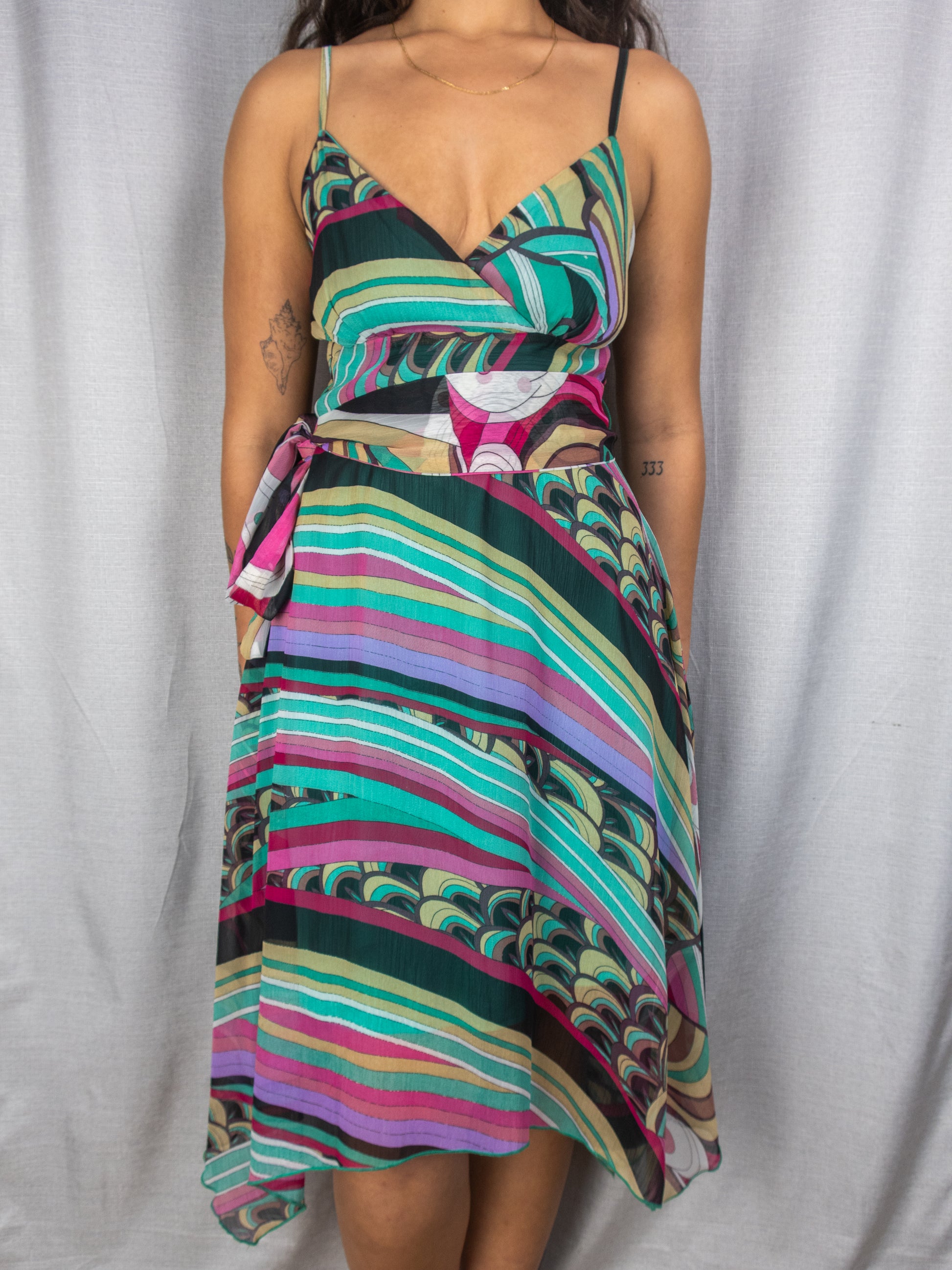 Y2K Blackout Australia Midi Dress - Abstract Print - Size 8