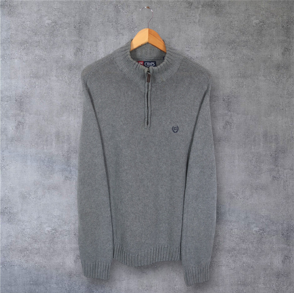 VINTAGE CHAPS KNIT 1/4 ZIP - L