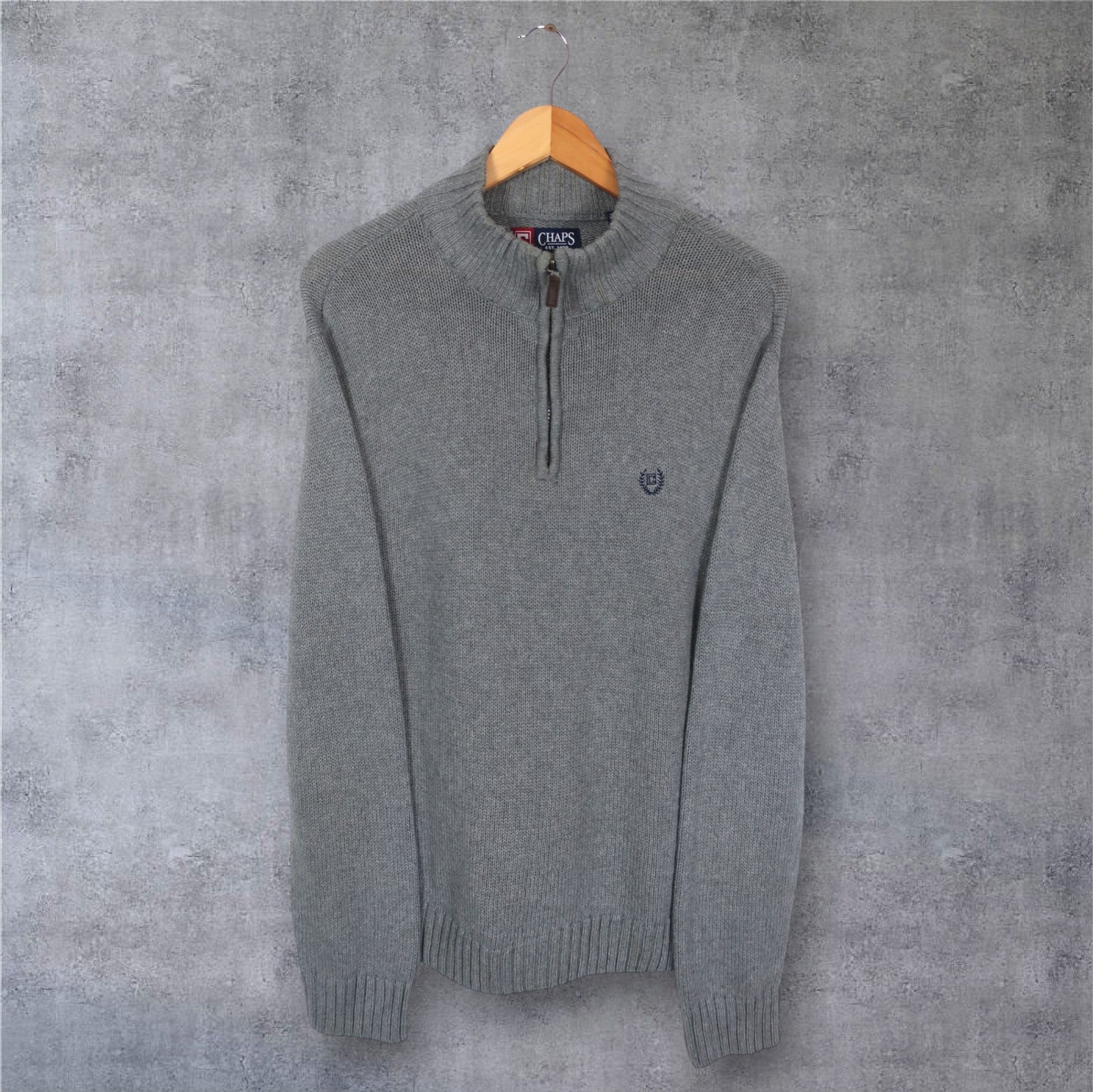VINTAGE CHAPS KNIT 1/4 ZIP - L