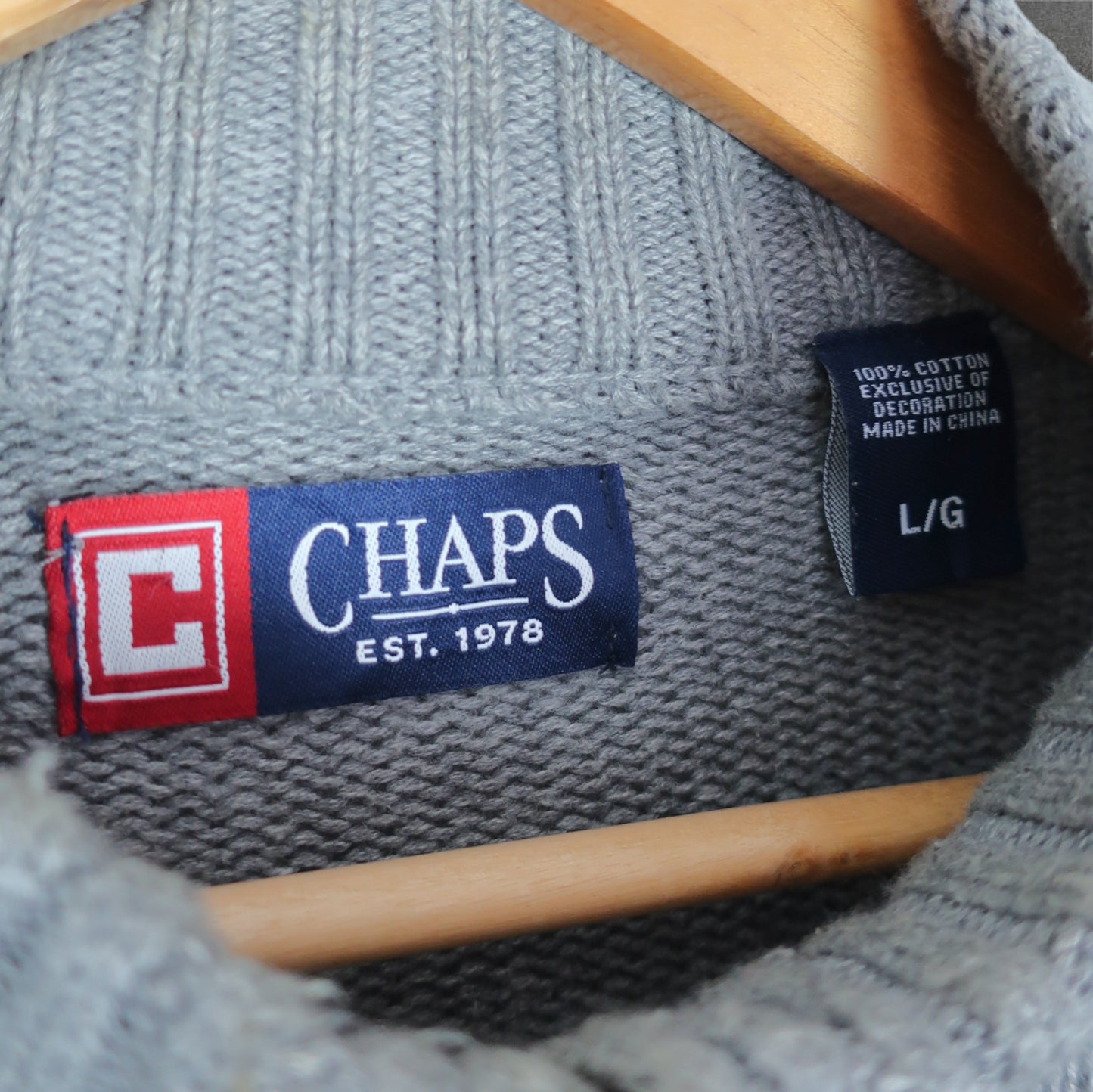 VINTAGE CHAPS KNIT 1/4 ZIP - L