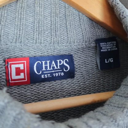 VINTAGE CHAPS KNIT 1/4 ZIP - L