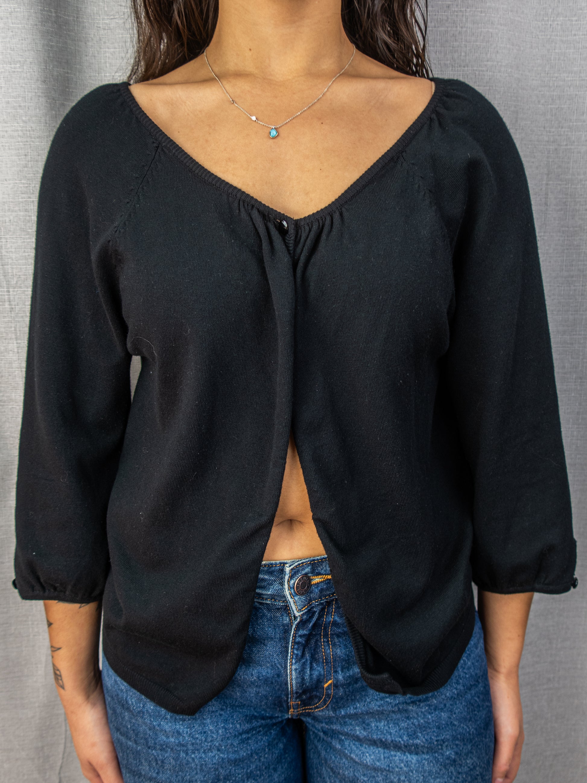 Y2K Simona Knit Cardigan - Black - Size S