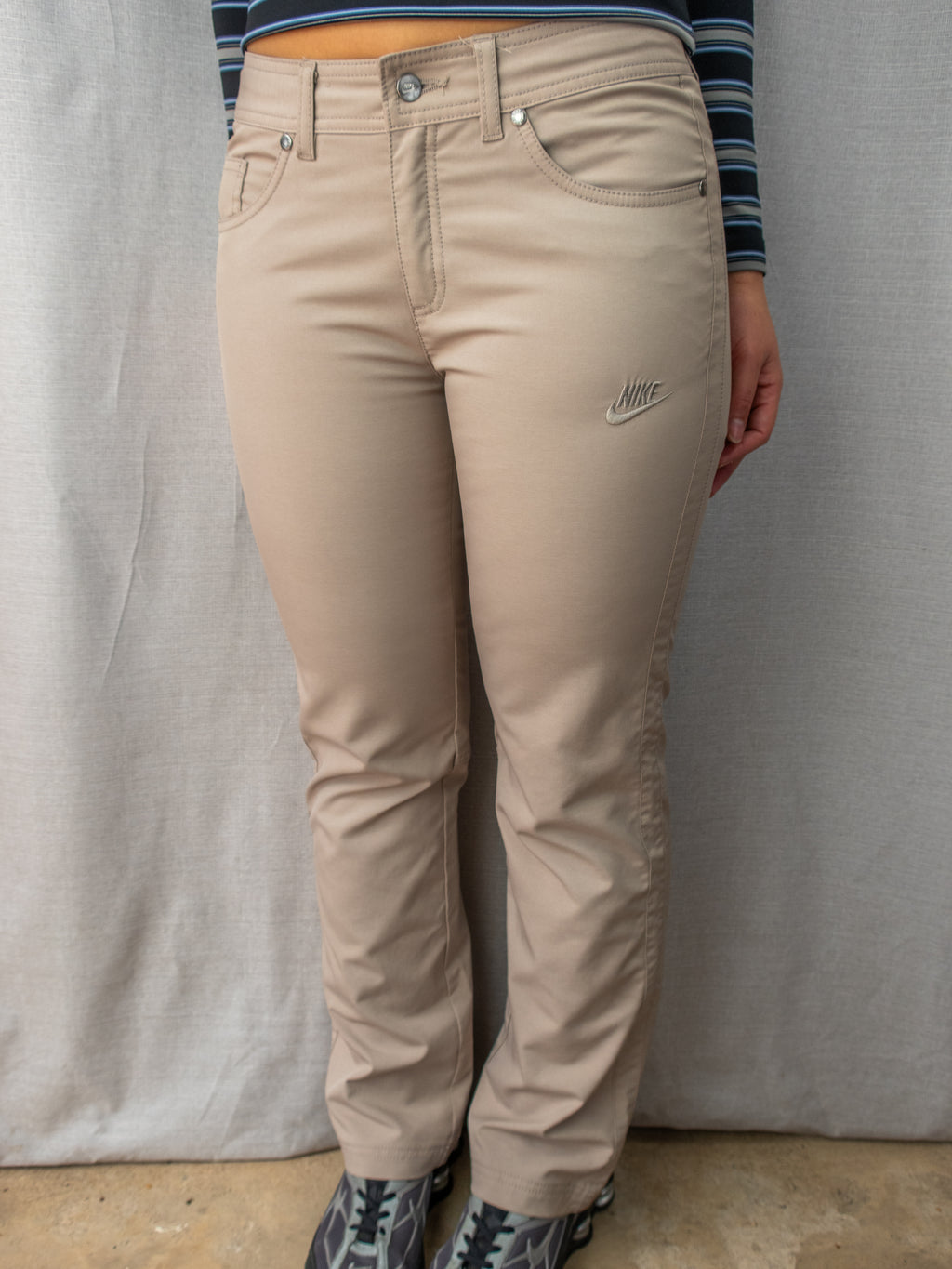 Y2K Nike Pants - Beige Straight Leg - Size Small