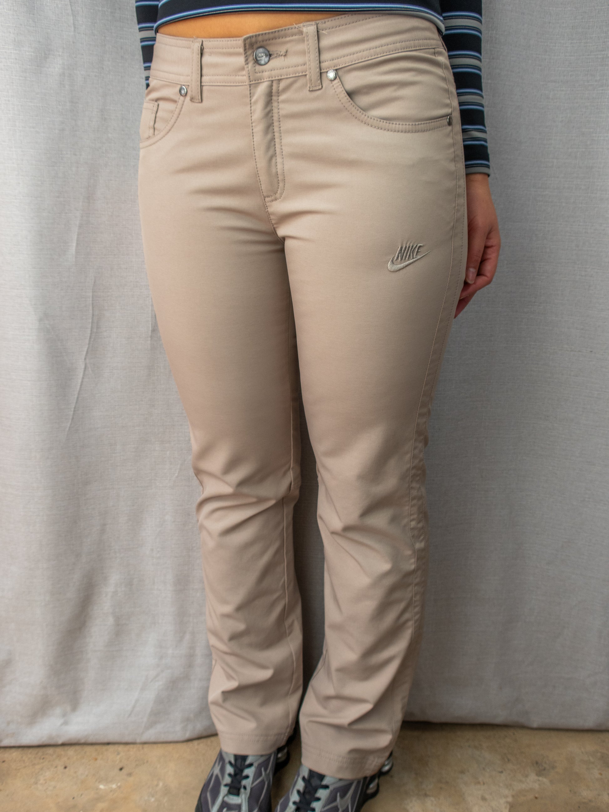 Y2K Nike Pants - Beige Straight Leg - Size Small
