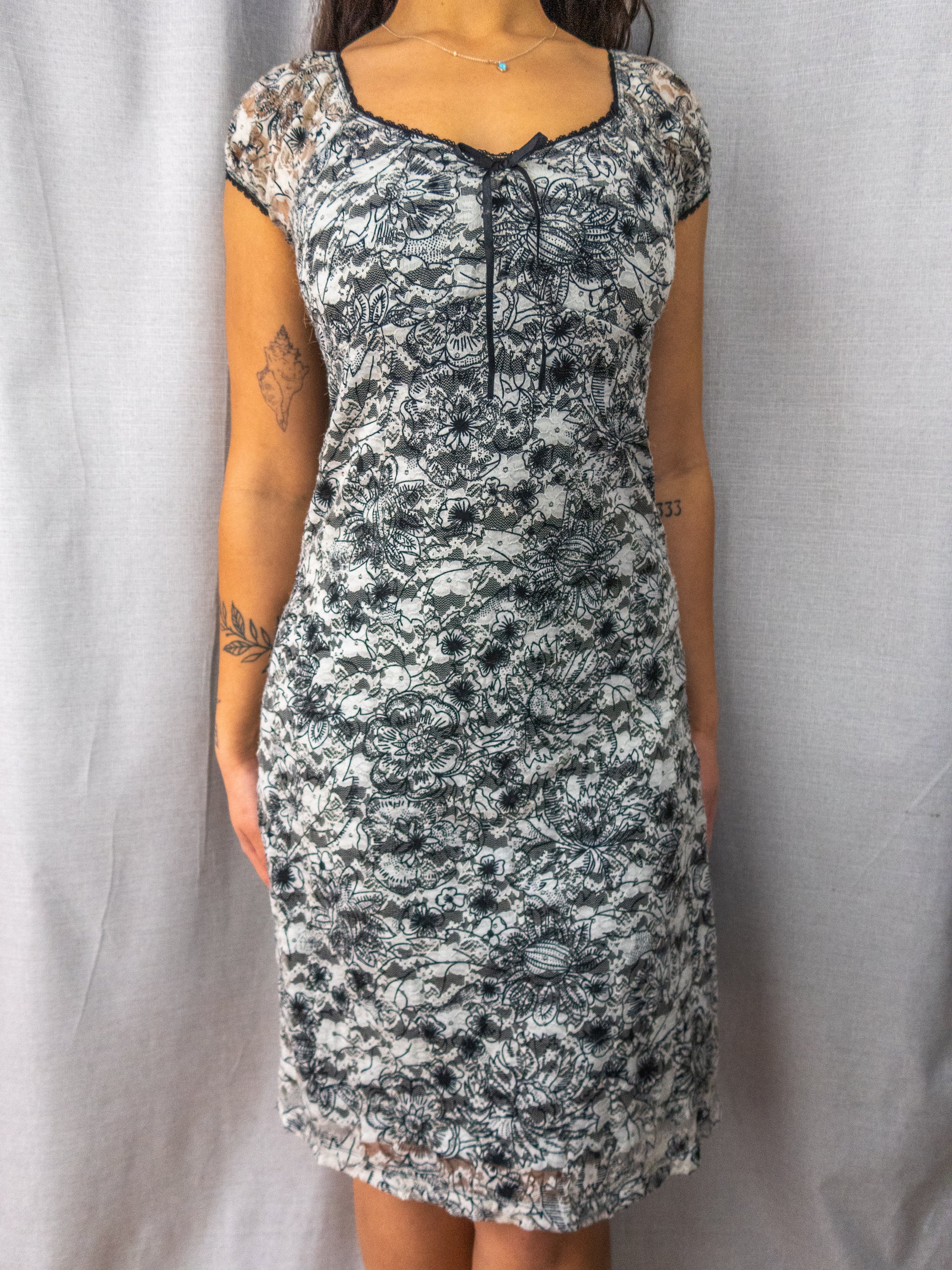 Y2K CKM Mesh Dress - Floral Print - Size S
