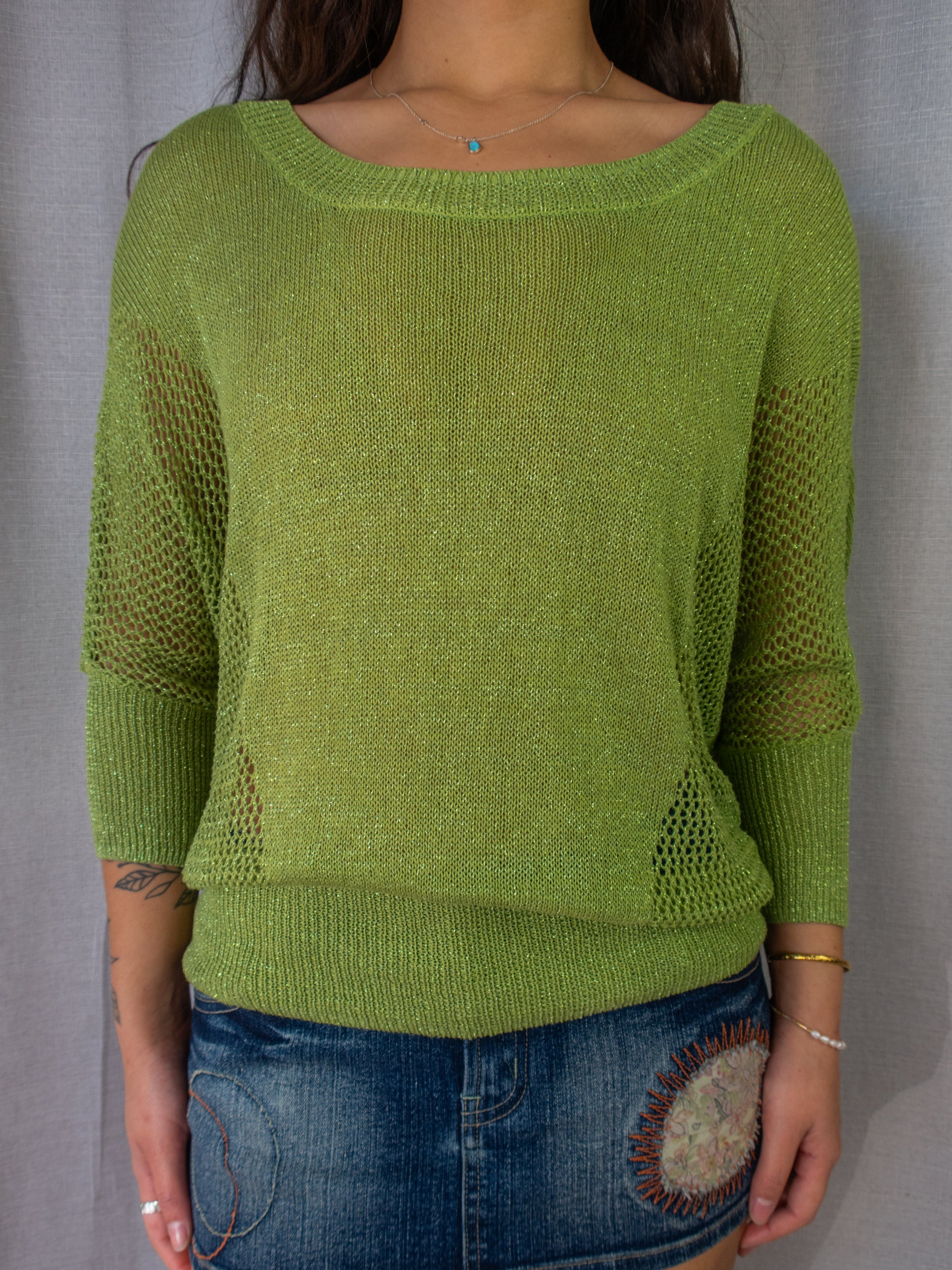 Y2K SES Knit Top - Lime Green - Size 14