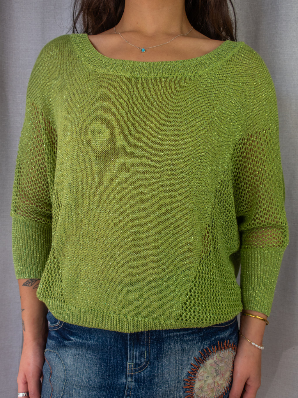 Y2K SES Knit Top - Lime Green - Size 14