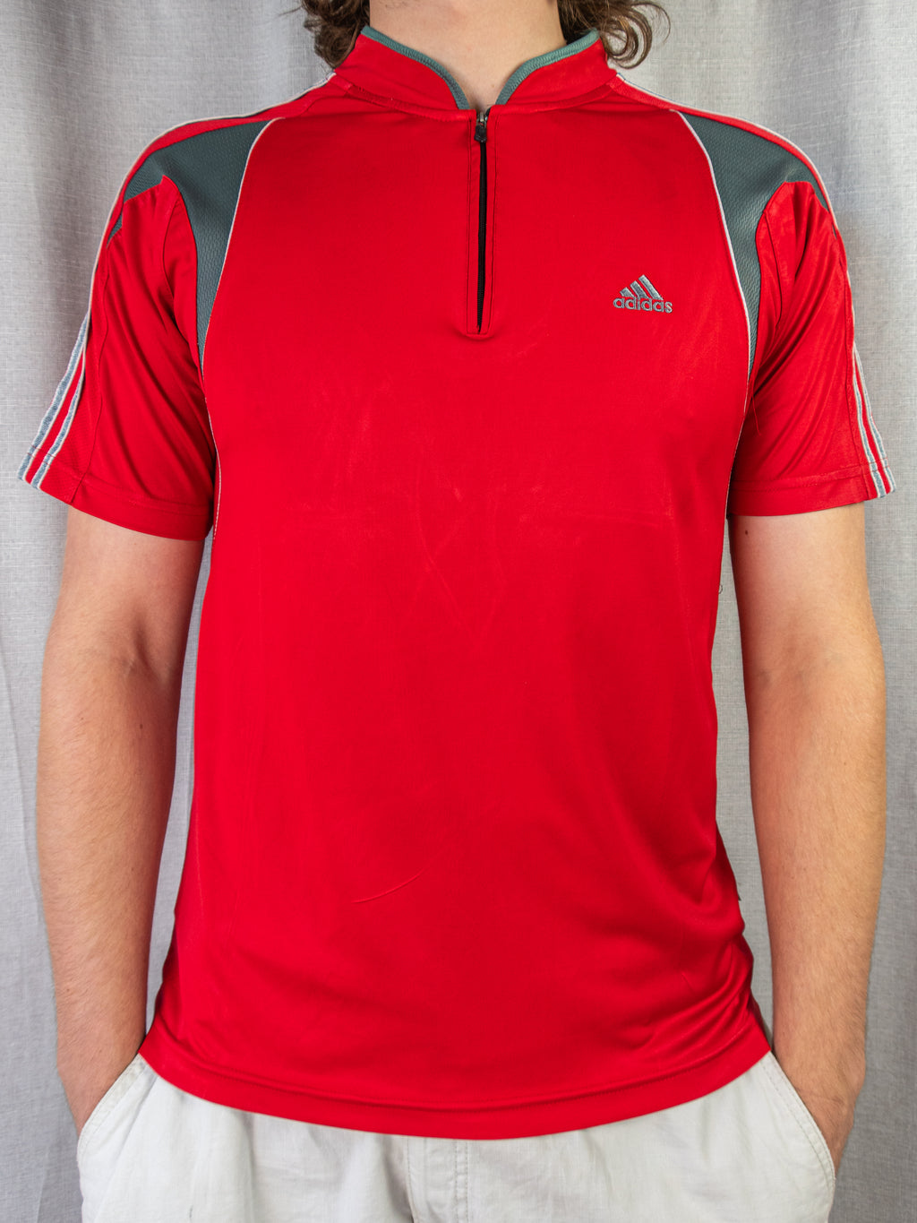 00's Adidas 1/4-Zip T-Shirt - M