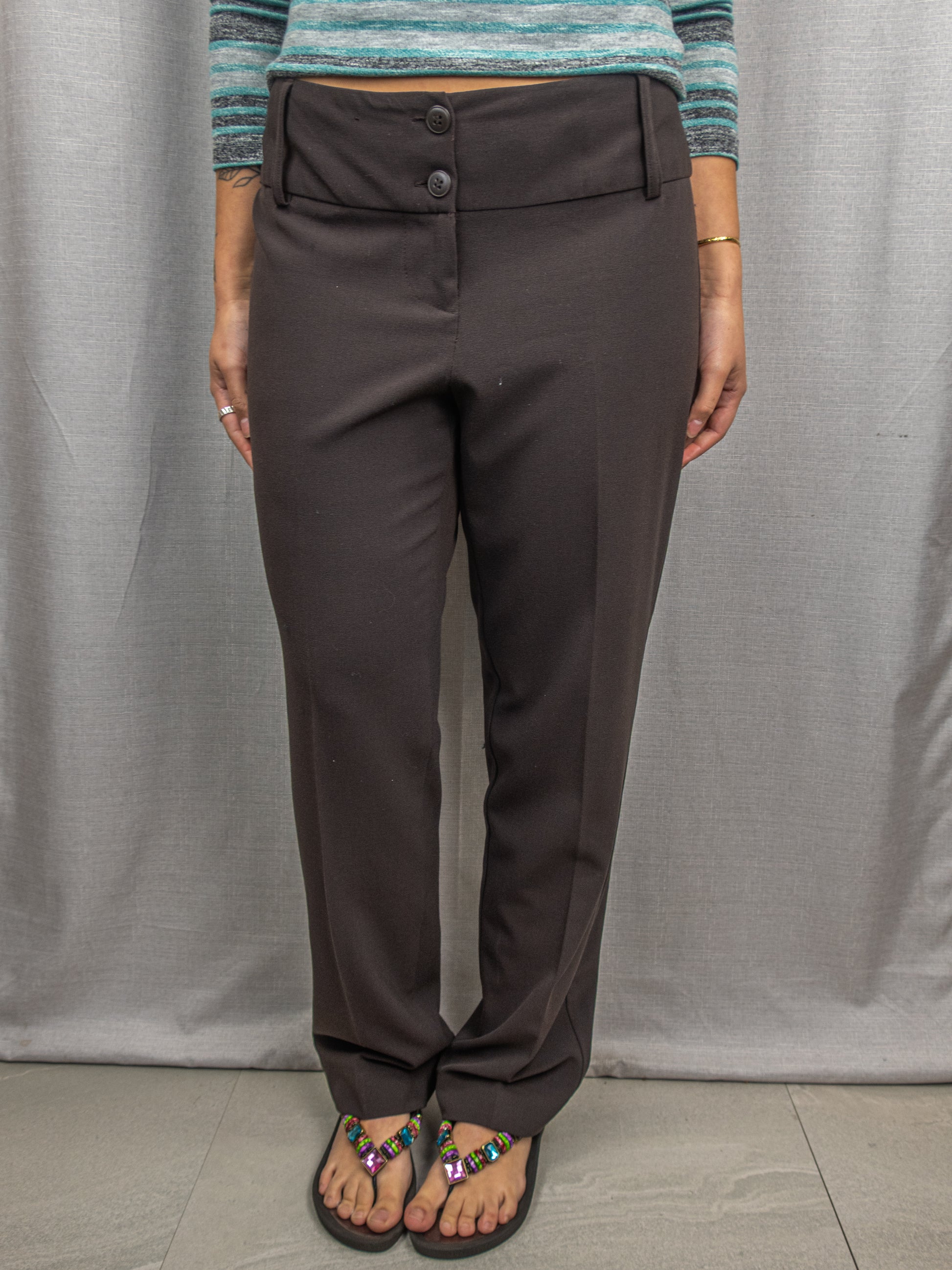 Y2K Hot Topic Tailored Pants - Brown Straight Leg - Size 12