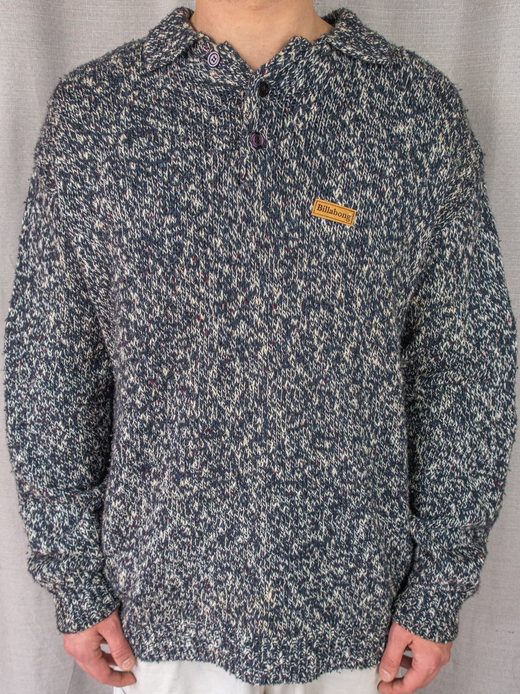 00's Billabong Knitted Collared Sweatshirt - XL