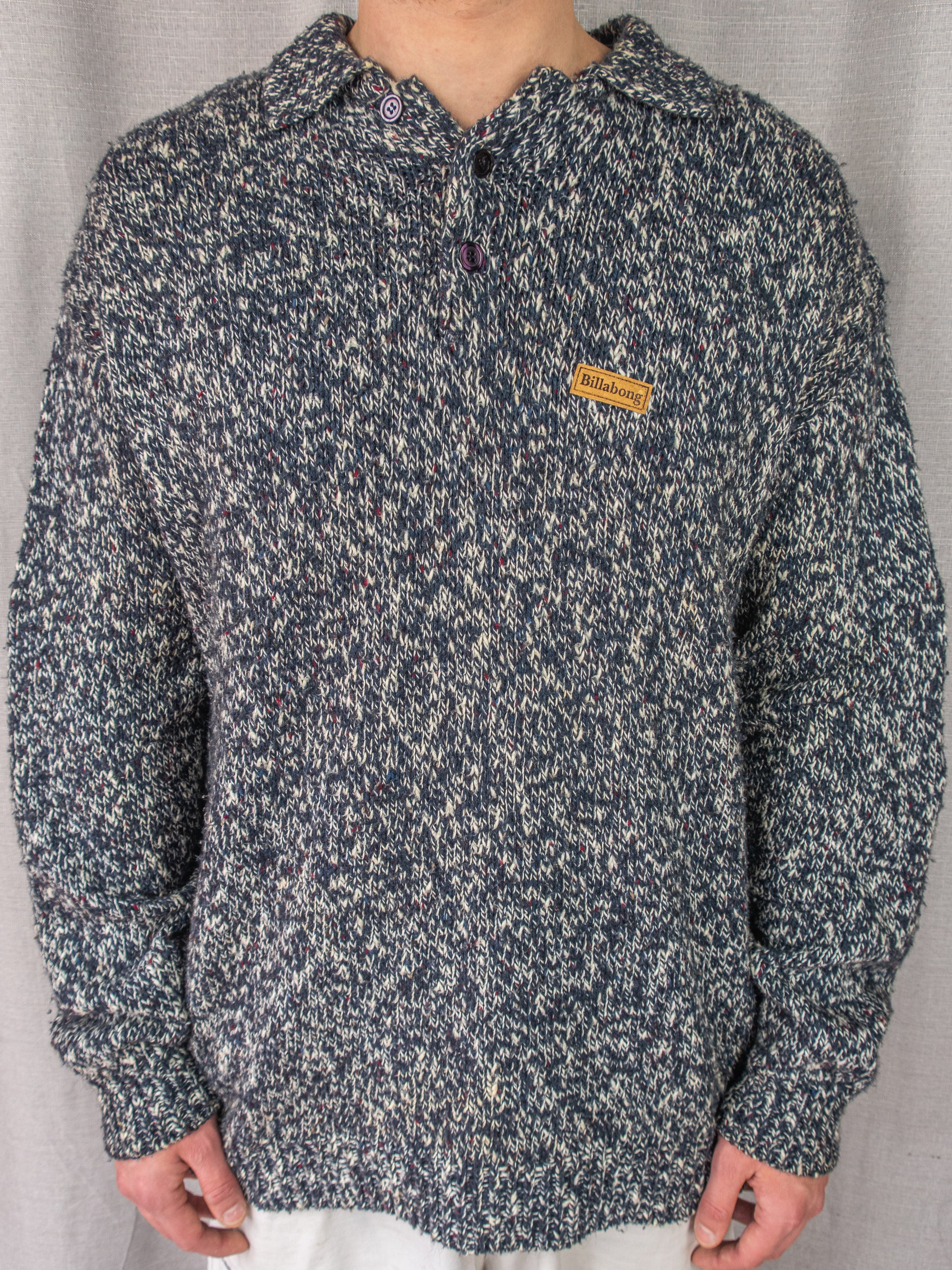 00's Billabong Knitted Collared Sweatshirt - XL