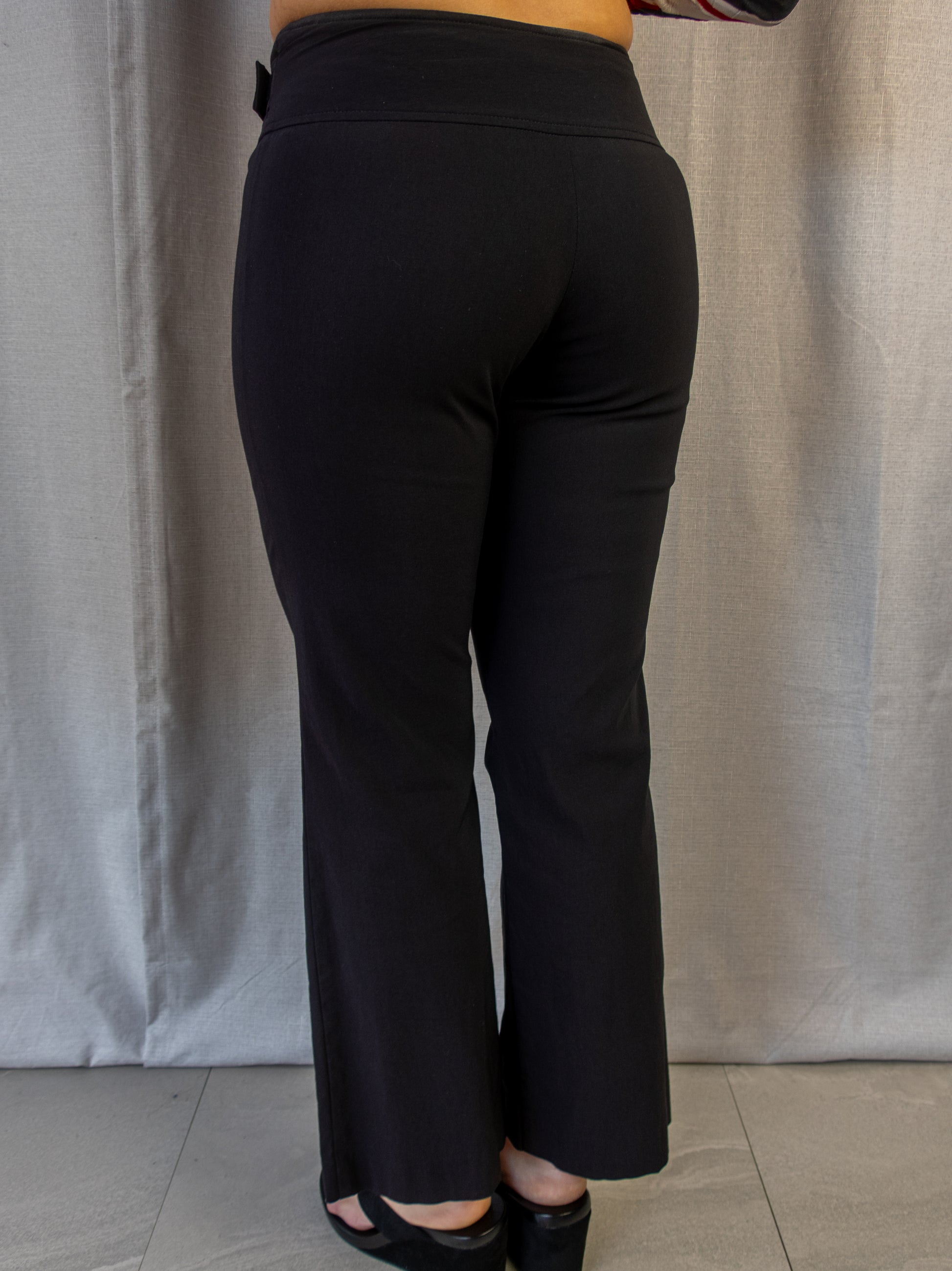 Y2K Events Black Wrap Waist Pants - Minimal Straight Leg - Size 6
