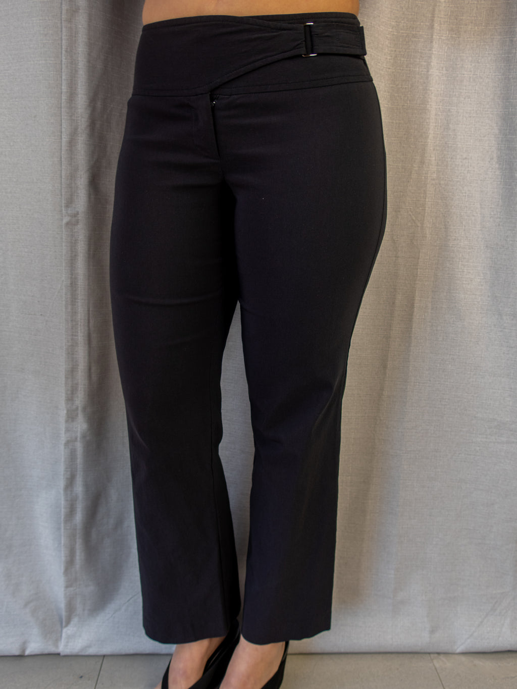 Y2K Events Black Wrap Waist Pants - Minimal Straight Leg - Size 6