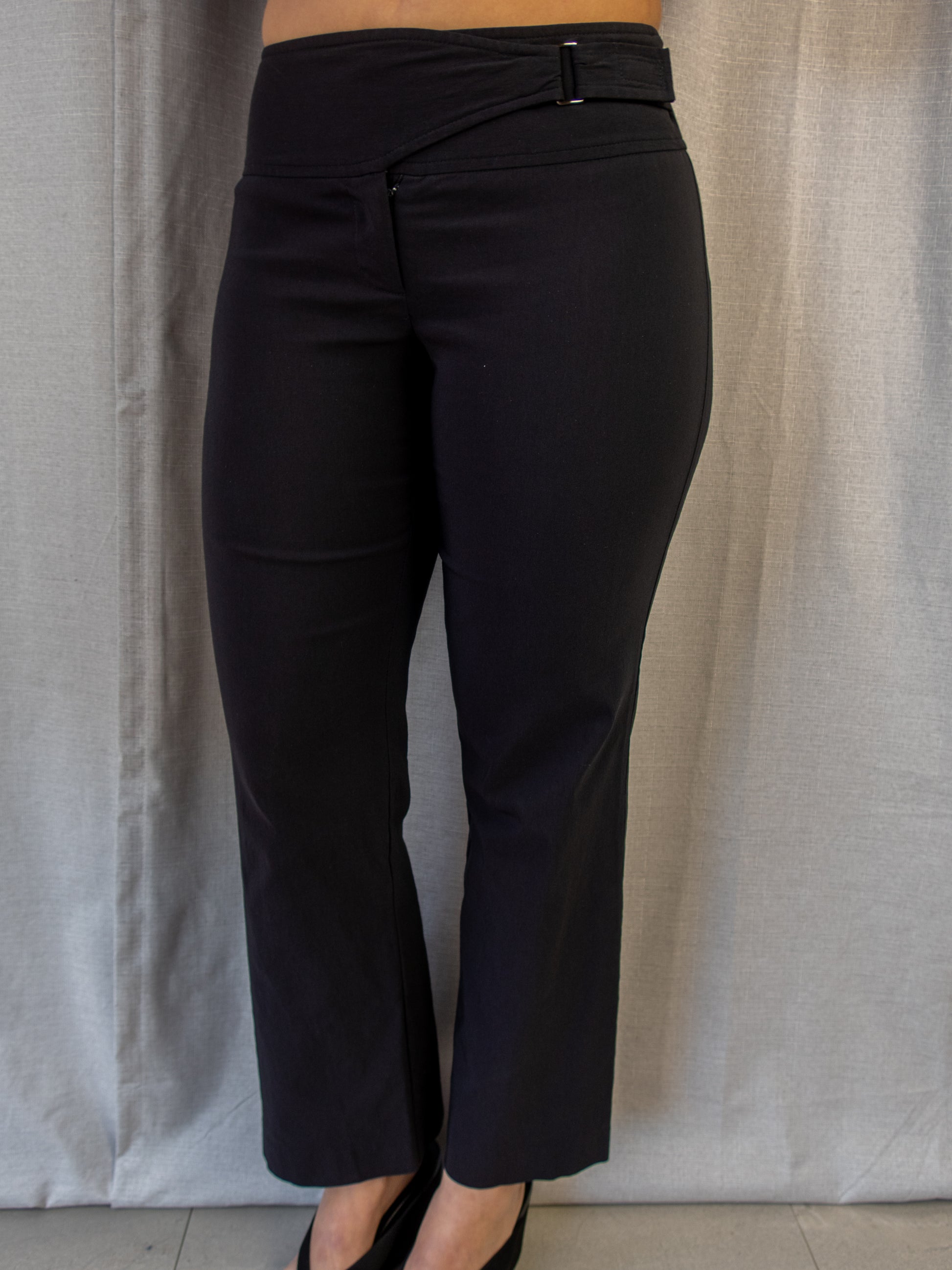 Y2K Events Black Wrap Waist Pants - Minimal Straight Leg - Size 6