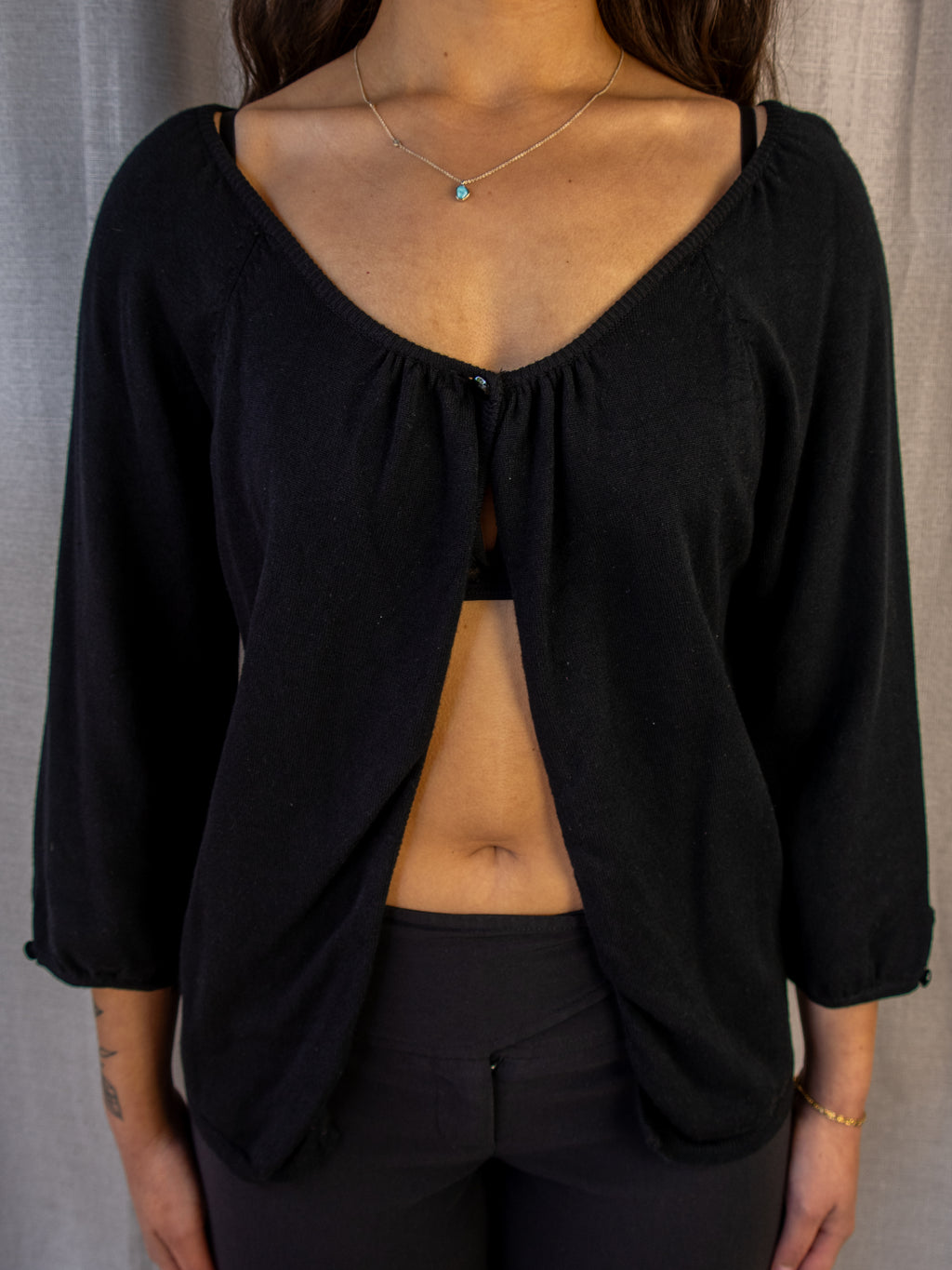 Y2K Simona Knit Cardigan - Black - Size S