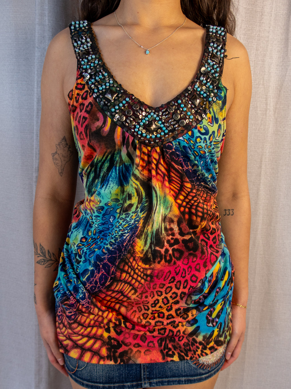 Y2K Crossroads Embellished Print Top - Multicolour - Size XXL