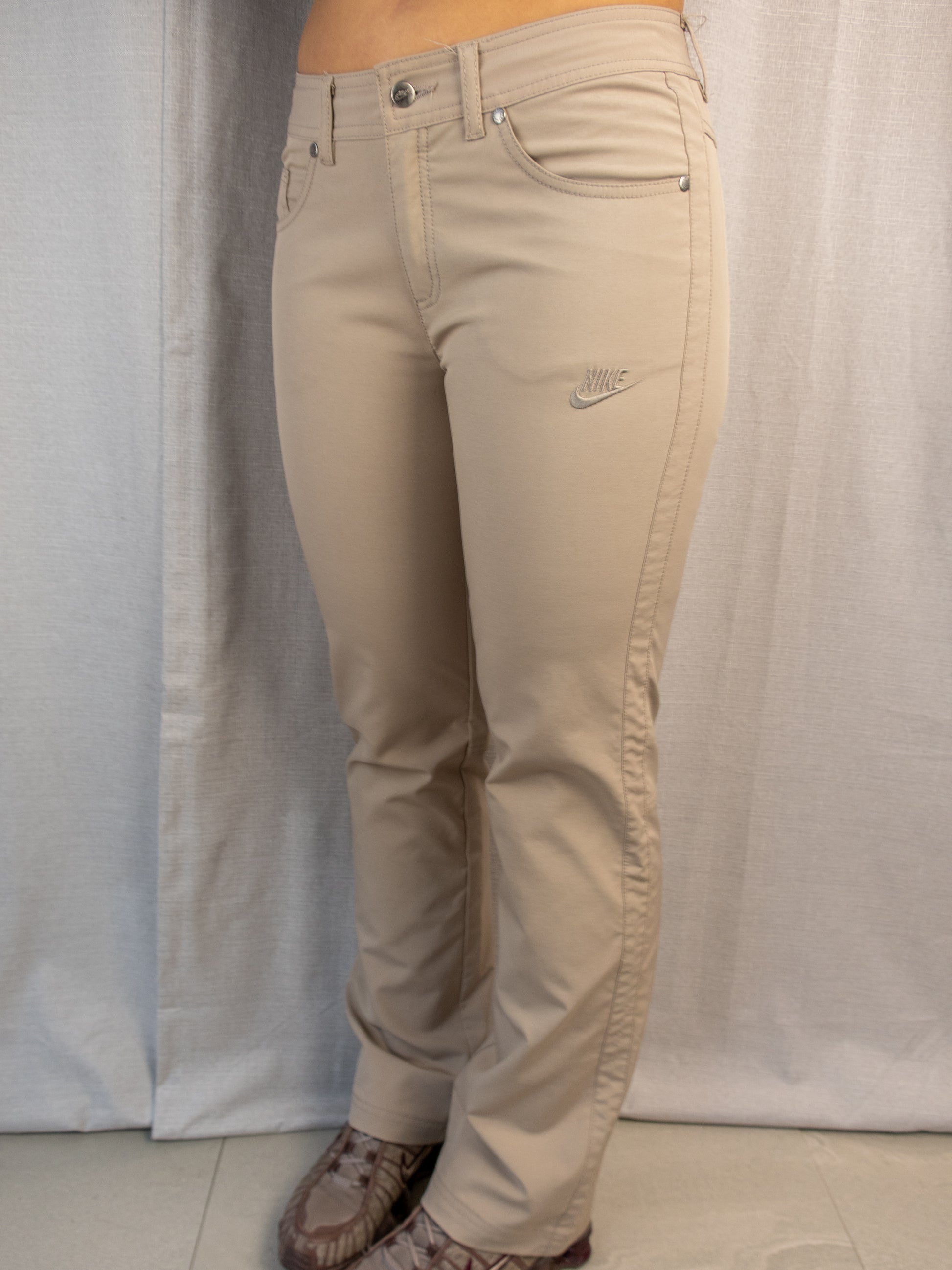 Y2K Nike Pants - Beige Straight Leg - Size Small