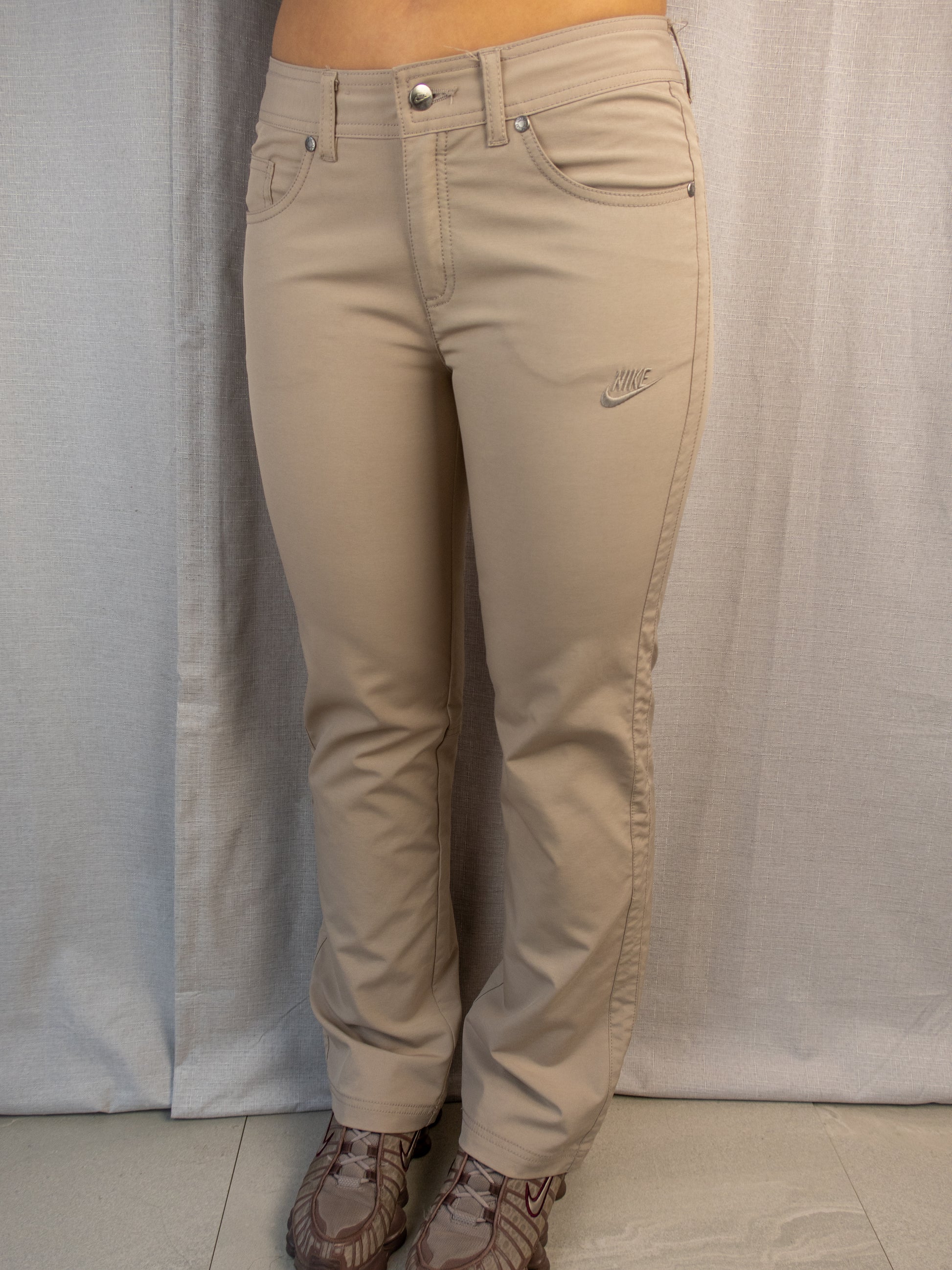 Y2K Nike Pants - Beige Straight Leg - Size Small