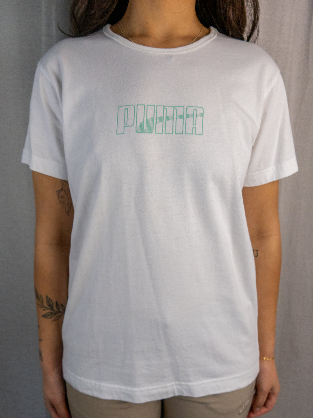 Y2K Puma Baby Tee - White Logo - Size 10