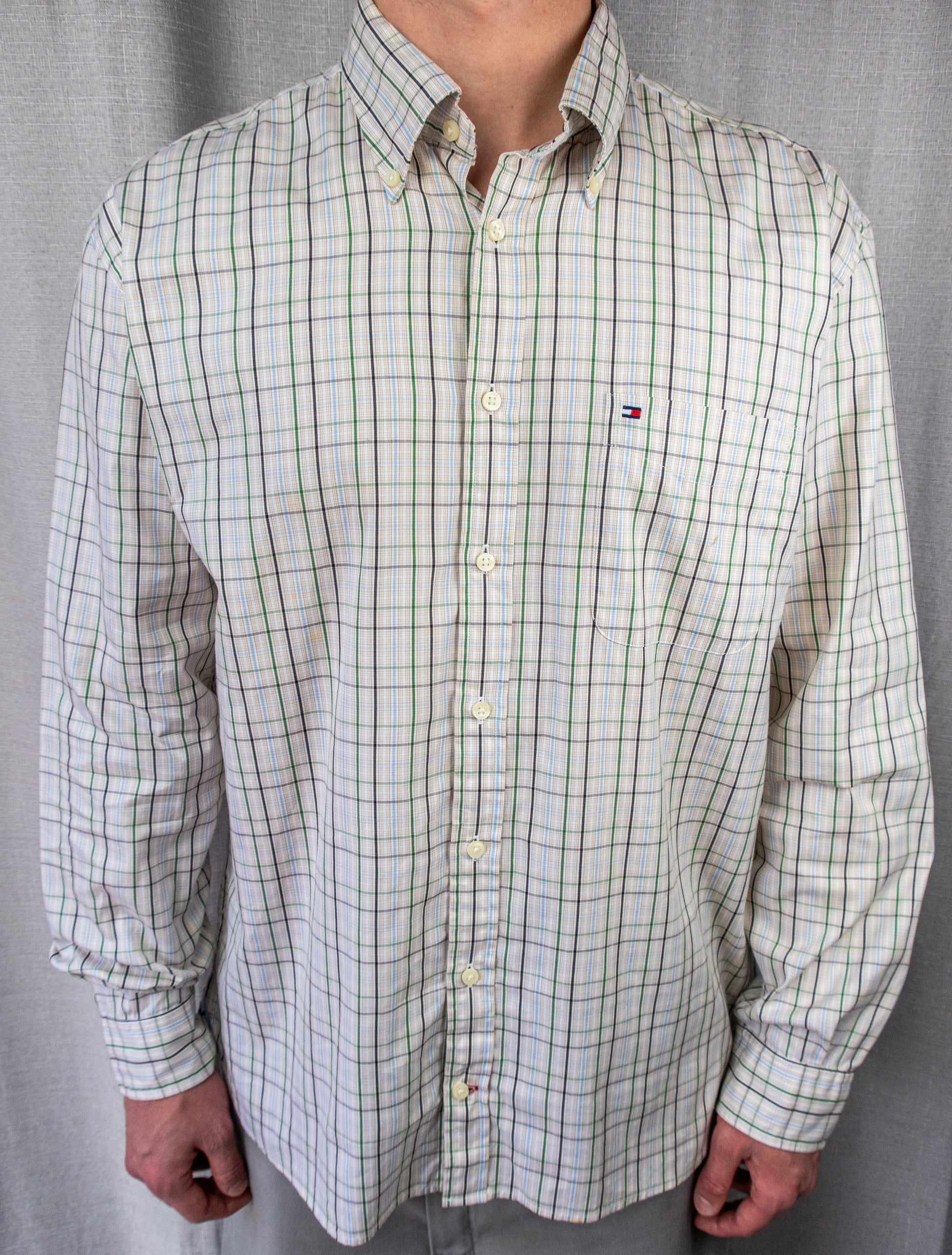 00's Tommy Hilfiger Long-Sleeve Button-Up Shirt - XL