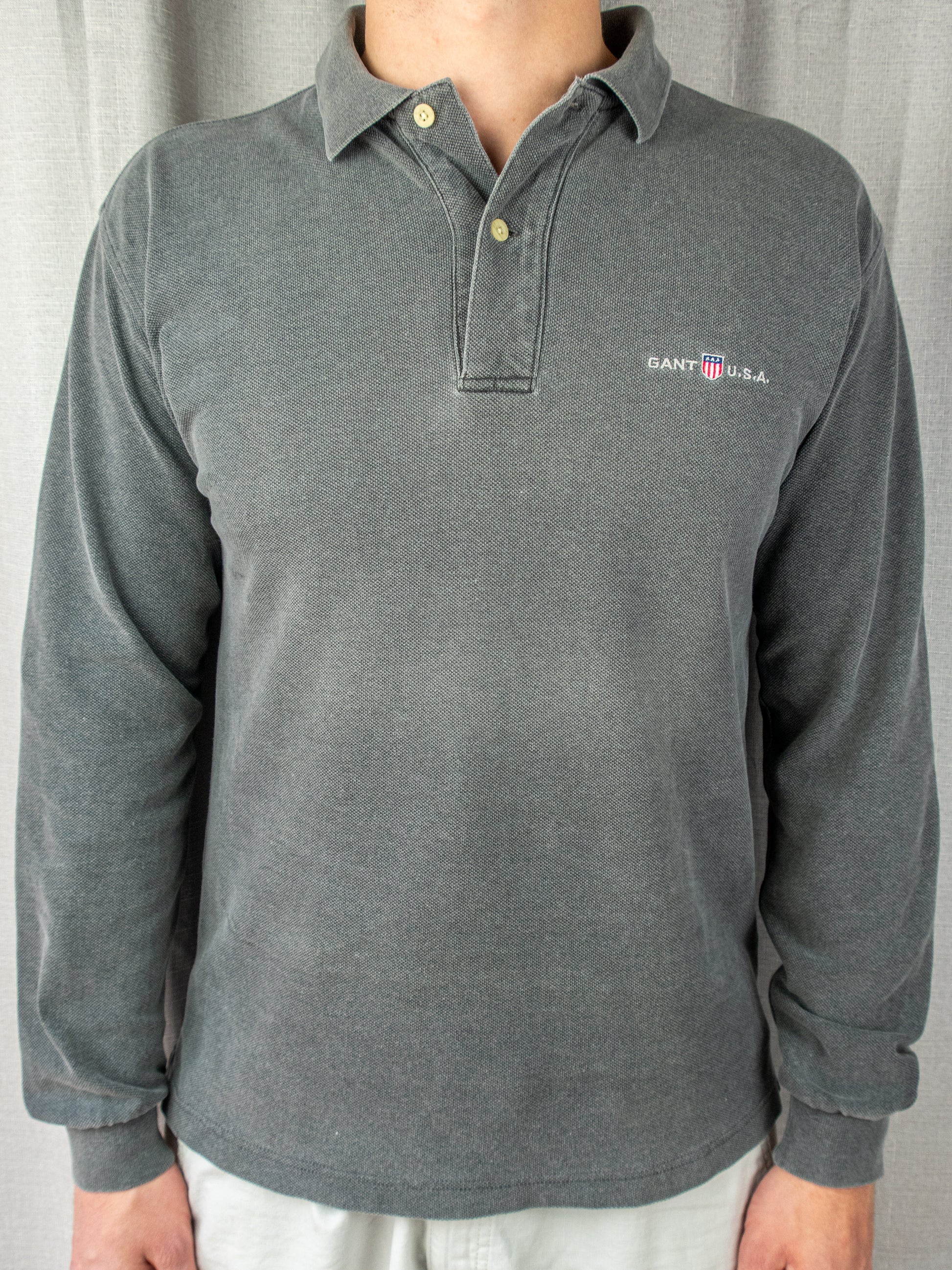 90's Gant Long-Sleeve Polo Shirt - M