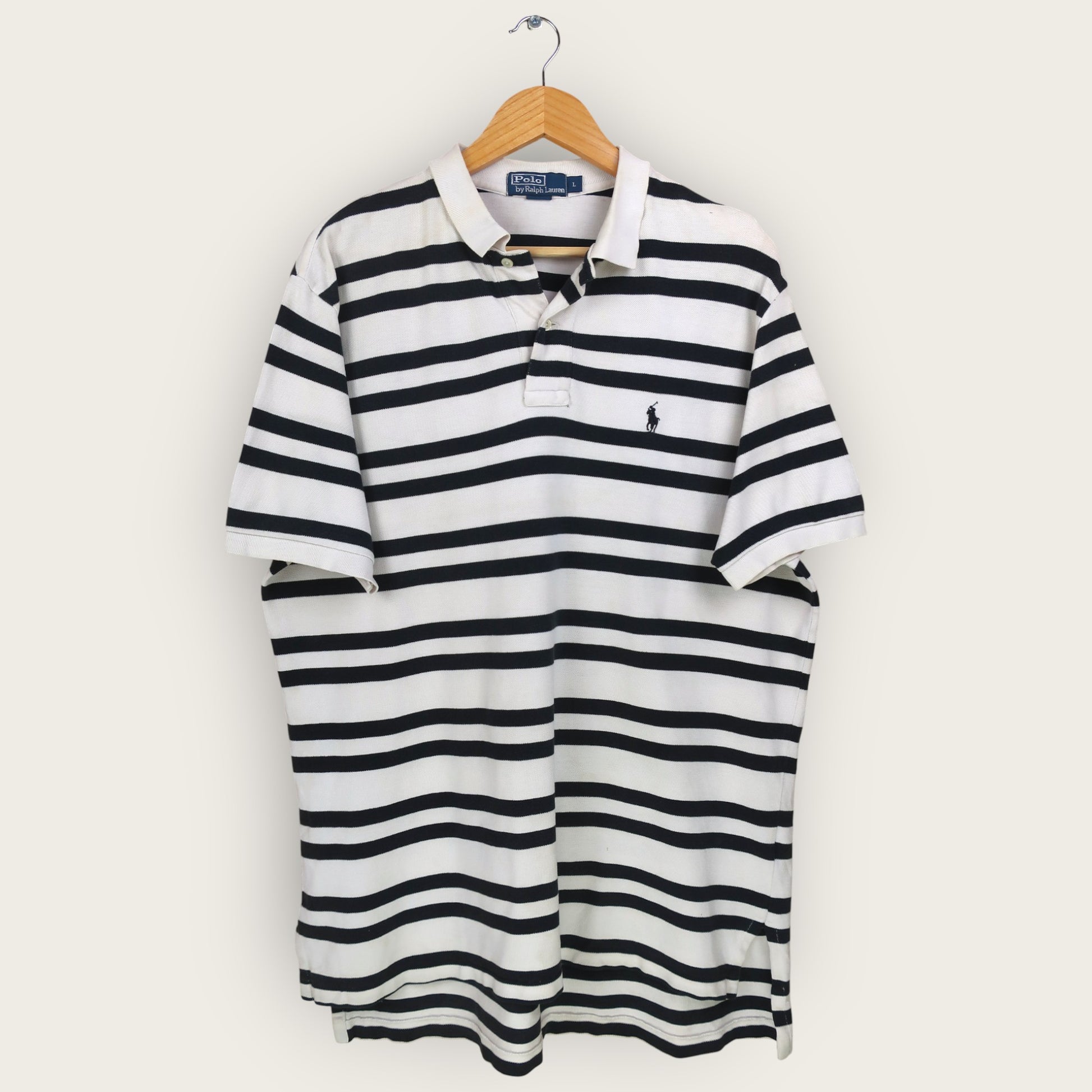 VINTAGE RALPH LAUREN STRIPED POLO SHIRT - L