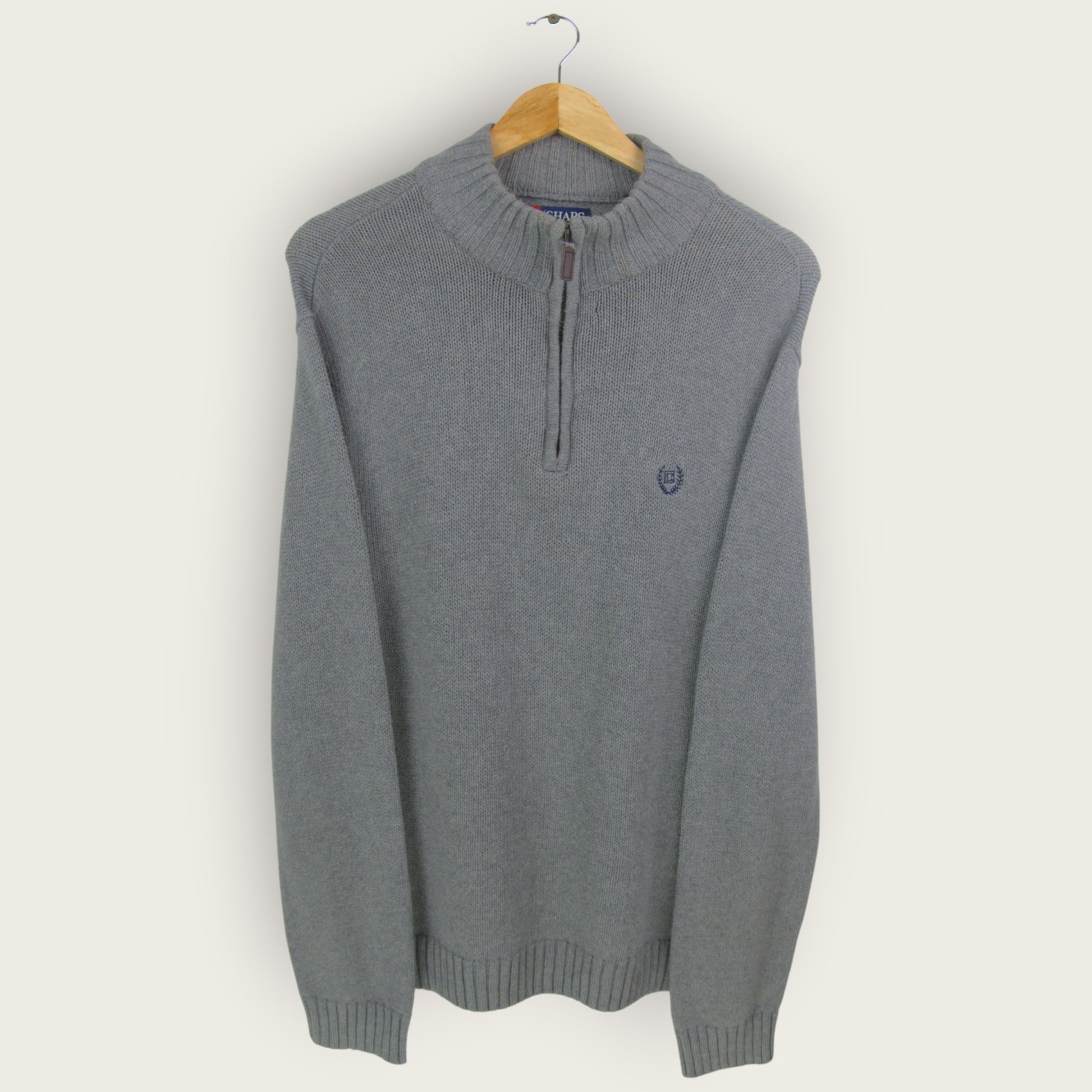 VINTAGE CHAPS KNIT 1/4 ZIP - L