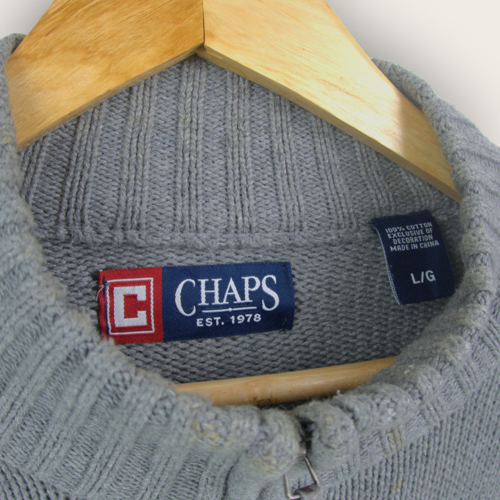 VINTAGE CHAPS KNIT 1/4 ZIP - L