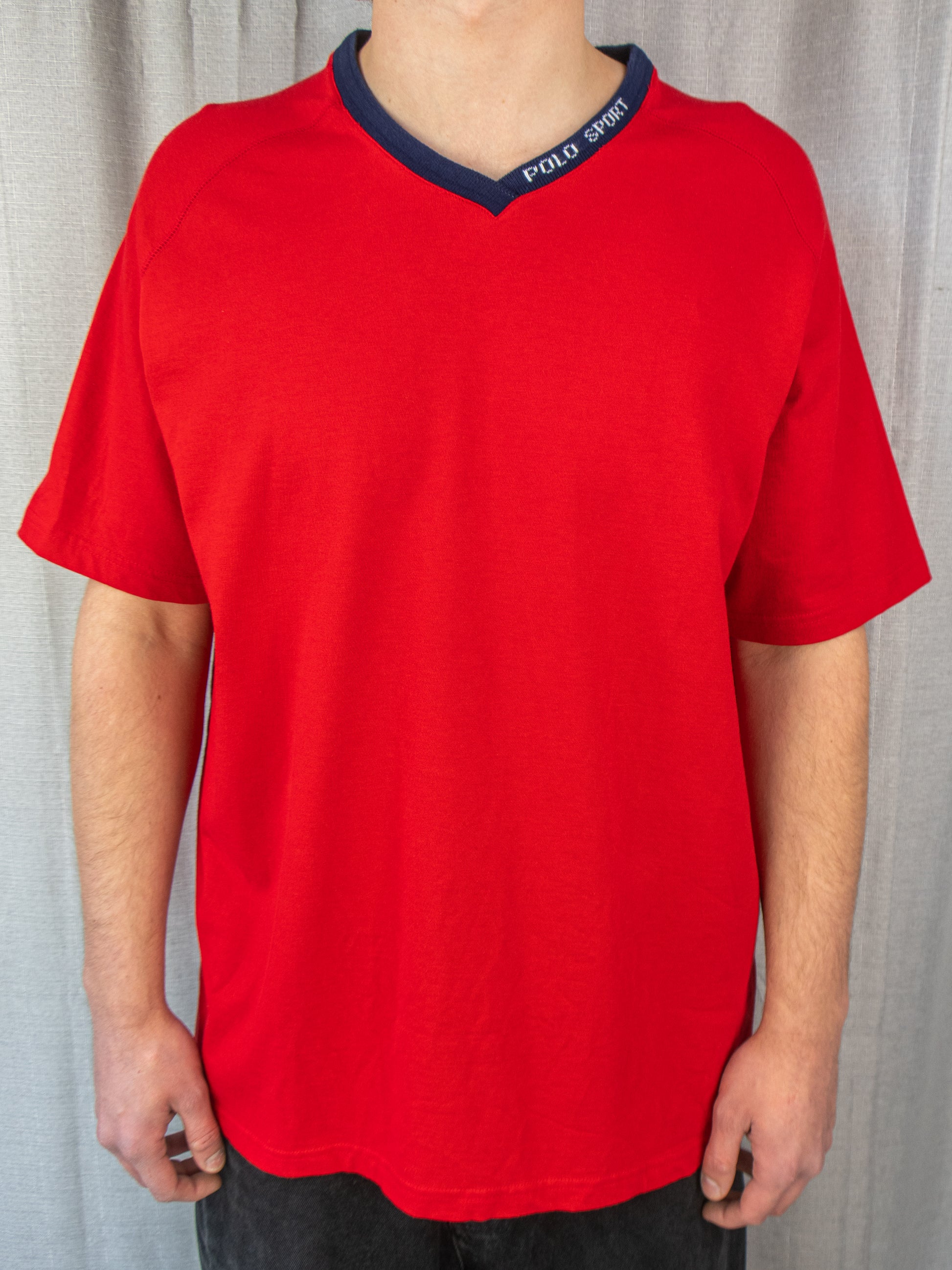 90s Polo Sport V-Neck T-Shirt - XL