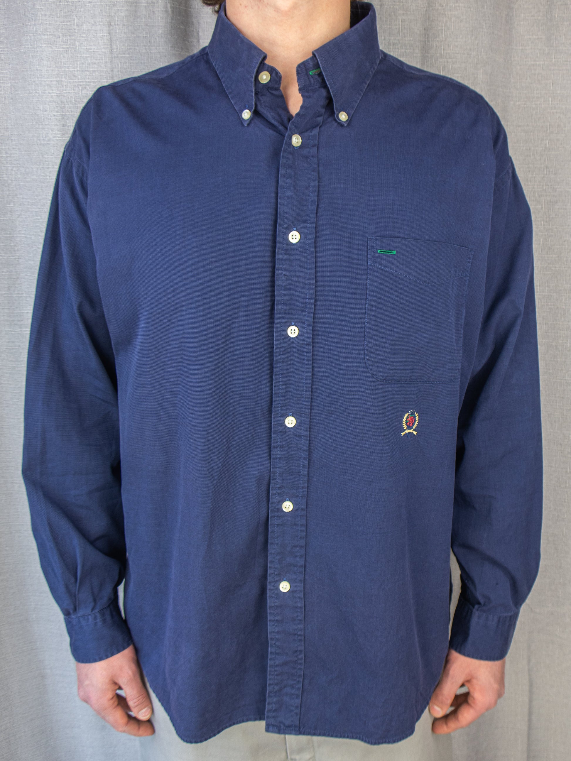 90s Tommy Hilfiger Embroidered Button-Up Shirt - L/XL