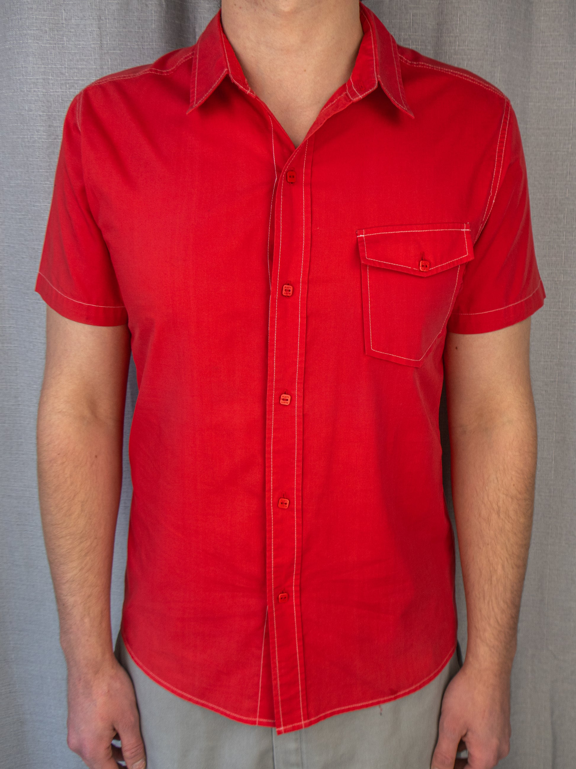 00s Rusty Contrast Stitch Button-Up Shirt - M/L