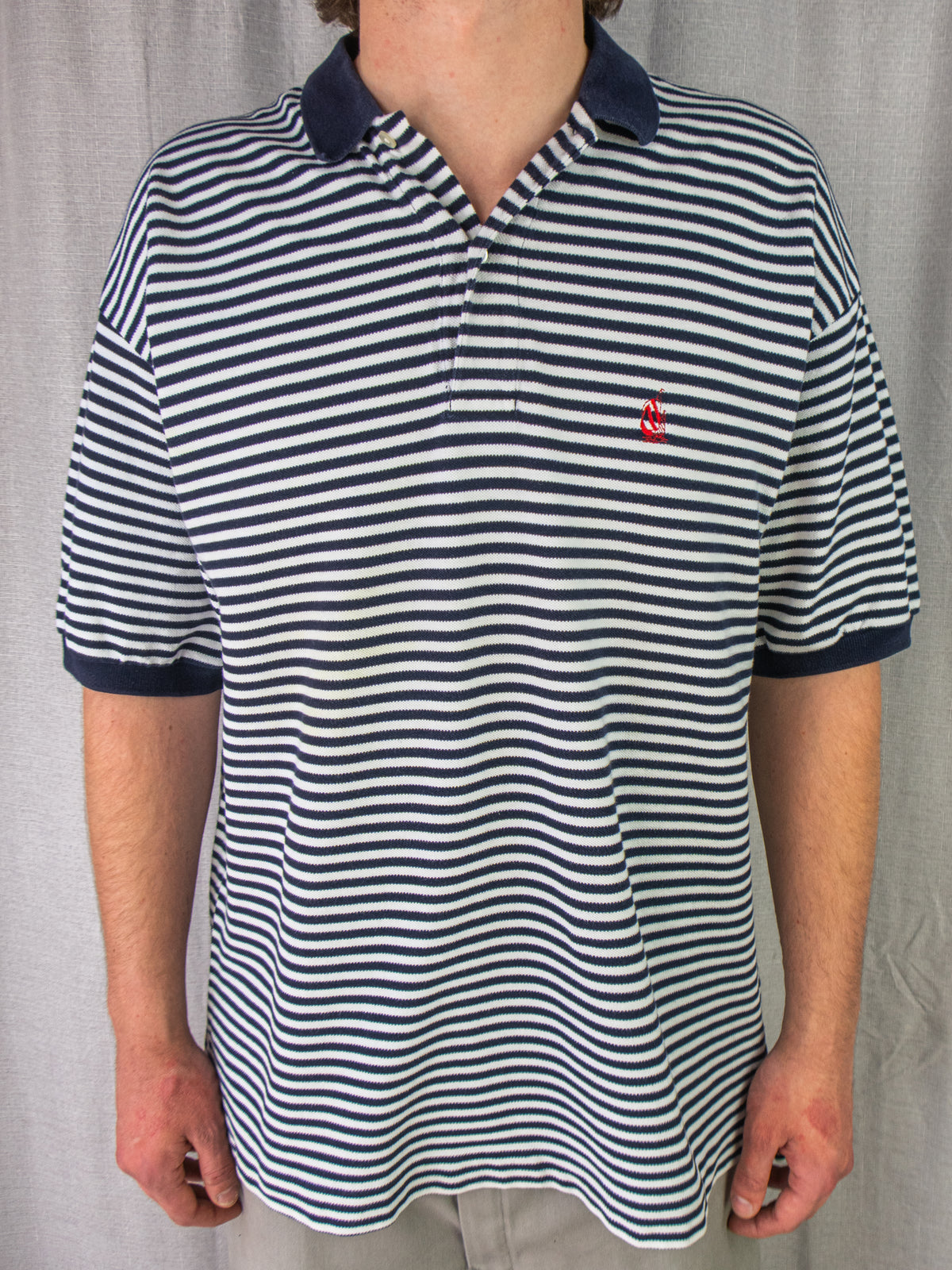 90s Nautica Striped Polo Shirt - XL/XXL