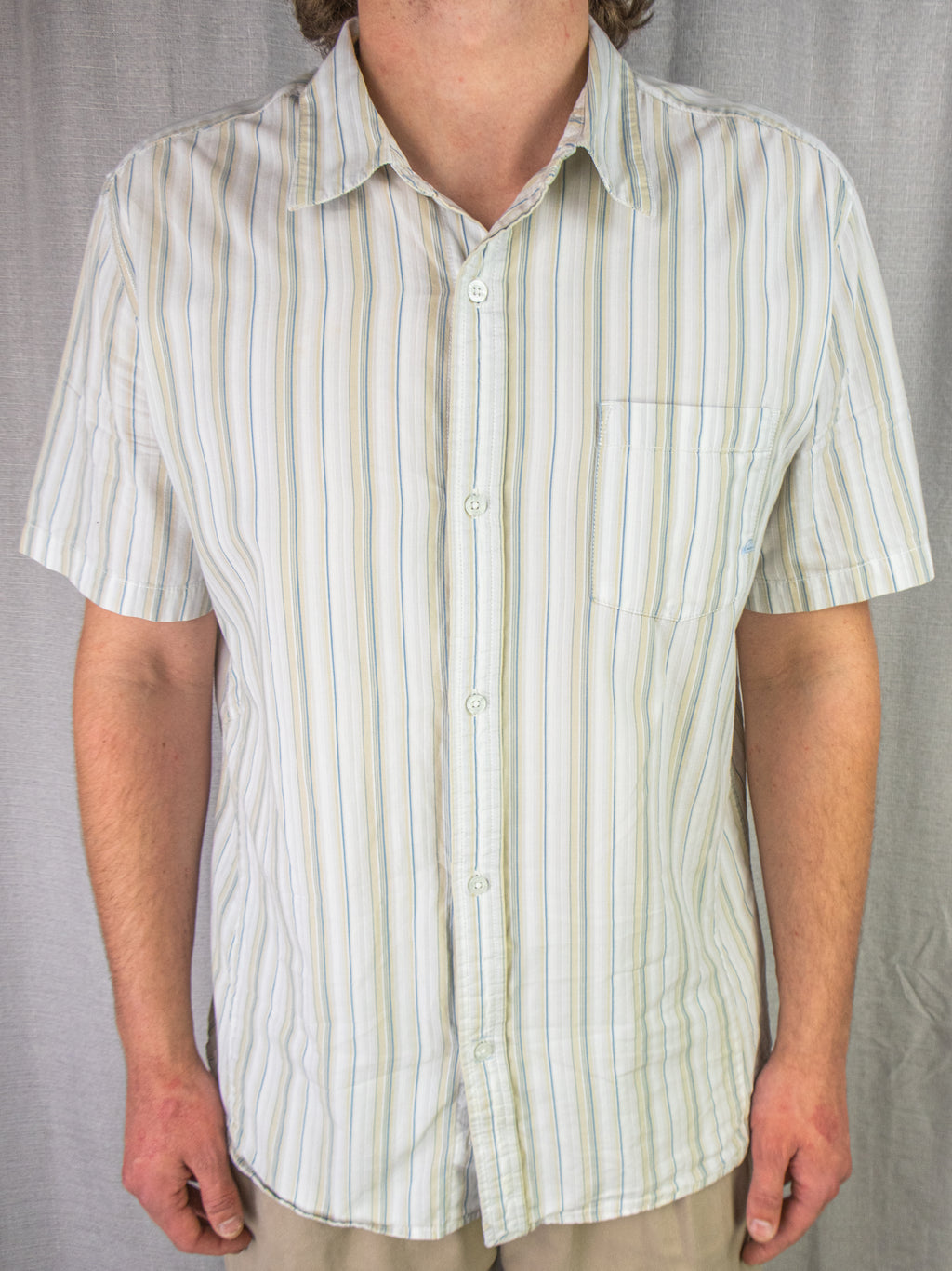 00s Quiksilver Striped Button-Up Shirt - L/XL