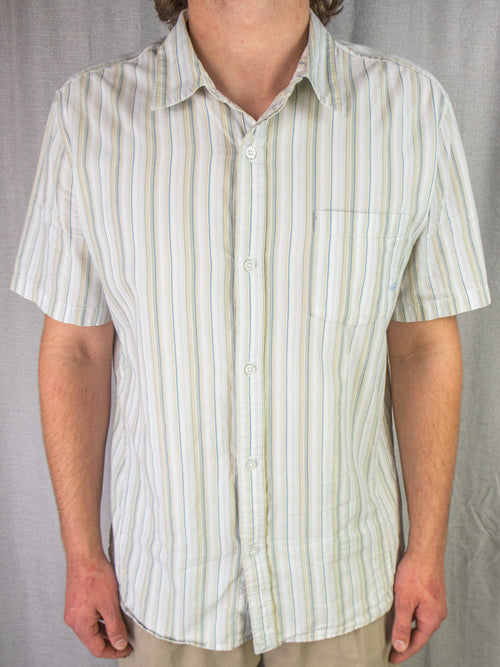 00s Quiksilver Striped Button-Up Shirt - L/XL