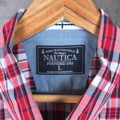 VINTAGE NAUTICA BUTTON-UP SHIRT - L